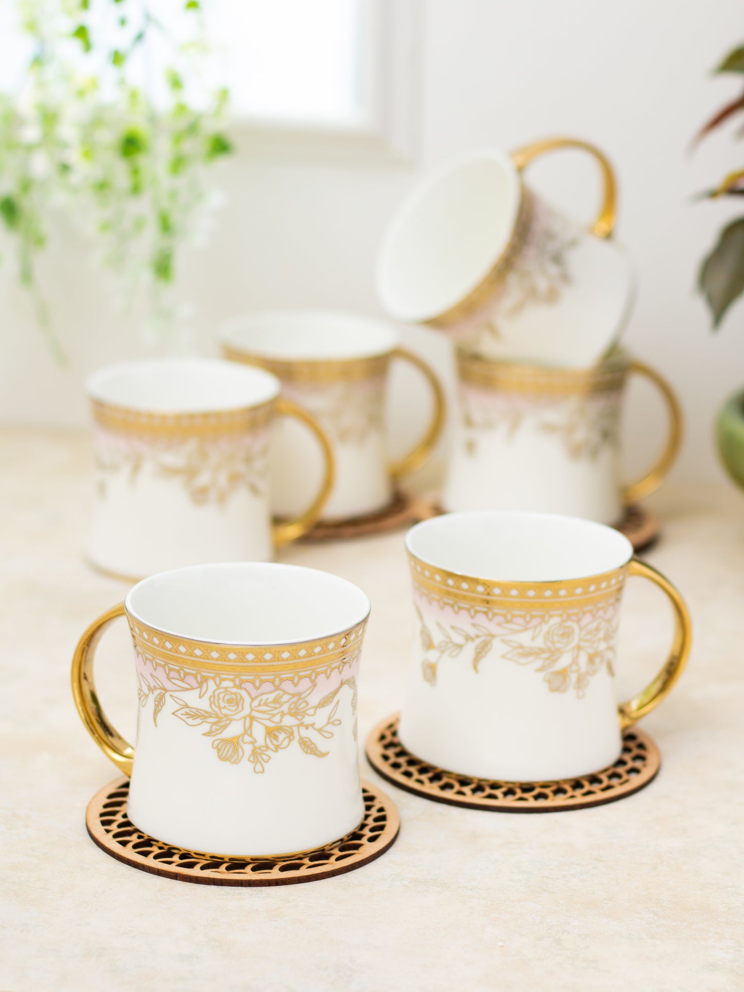 Diamond Ebony Coffee & Tea Mugs, 170ml, Set of 6 (E678)