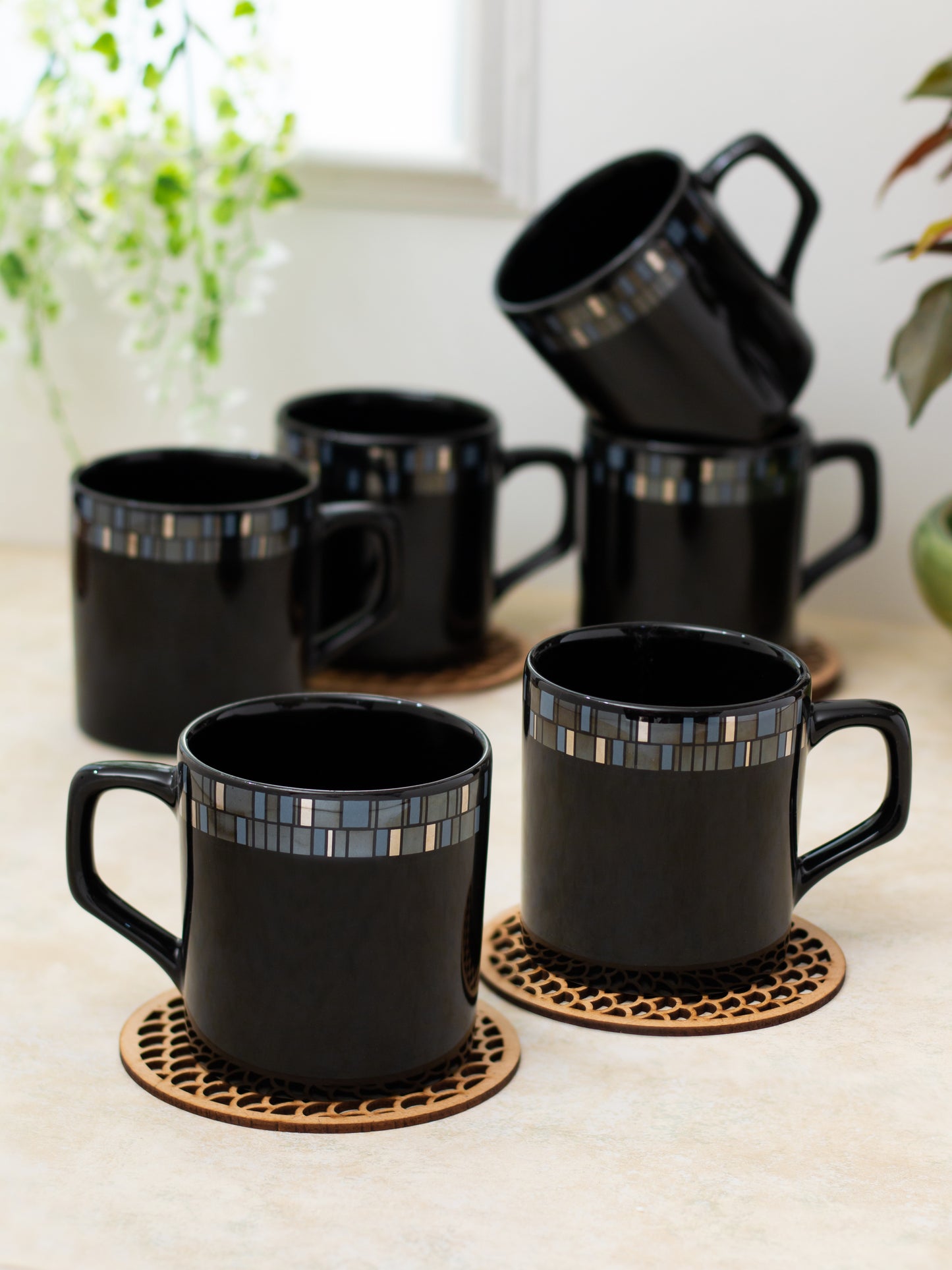 Director Black Gold Coffee & Tea Mug Set of 6 (E610)