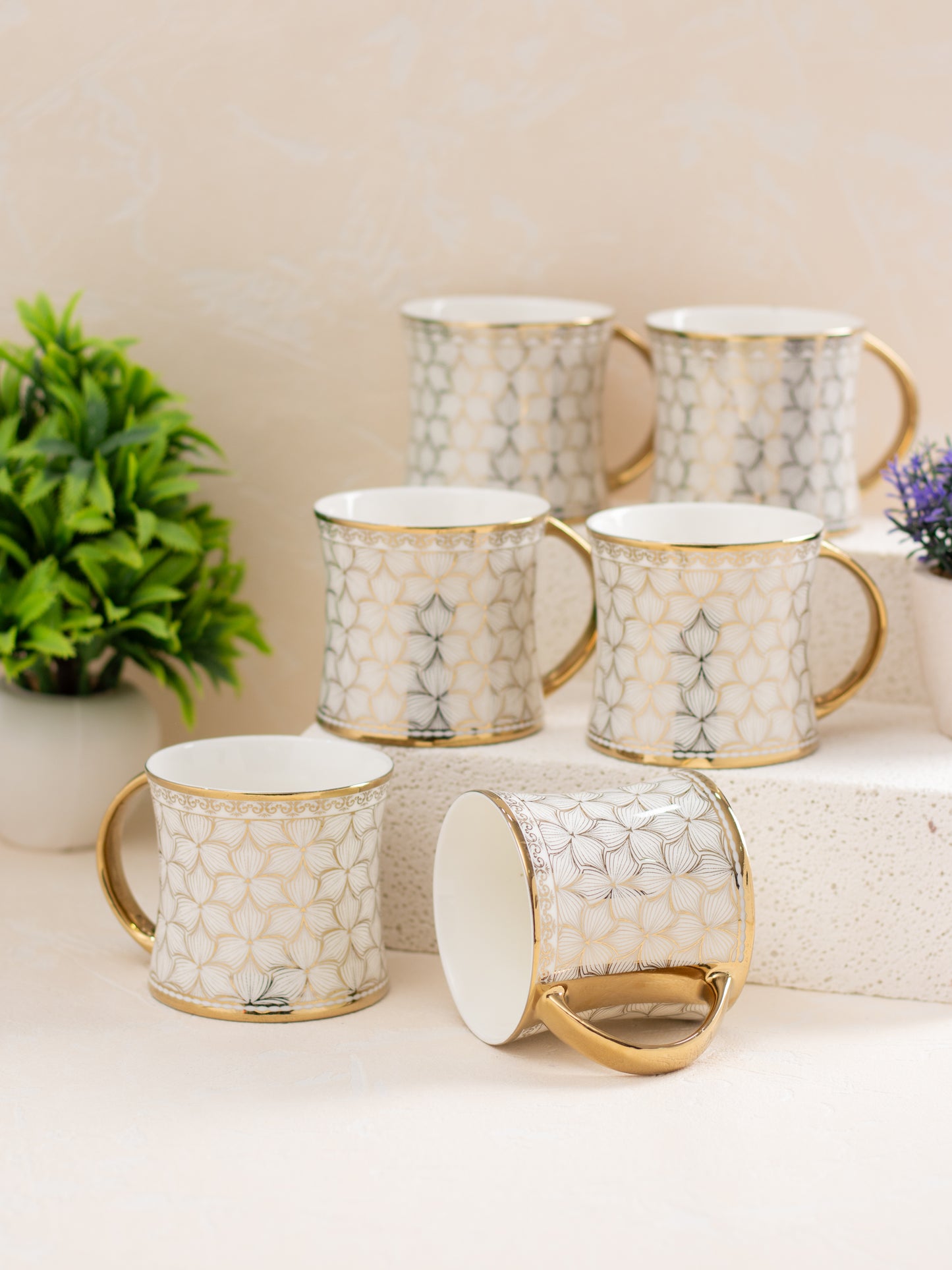 JCPL Diamond Ebony Coffee & Tea Mug Set of 6 (E609)