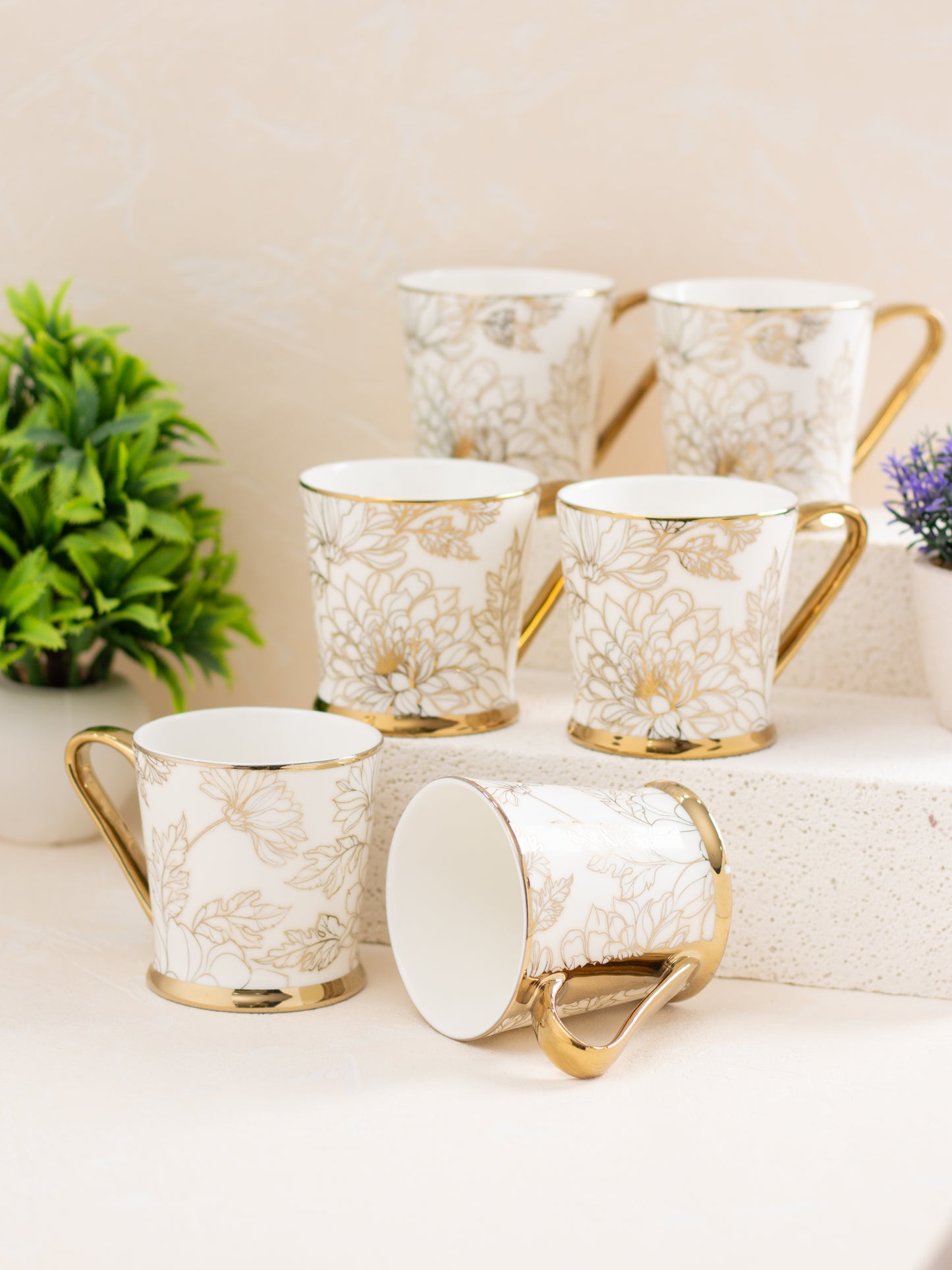 JCPL Peter Ebony Coffee & Tea Mug Set of 6 (E638)
