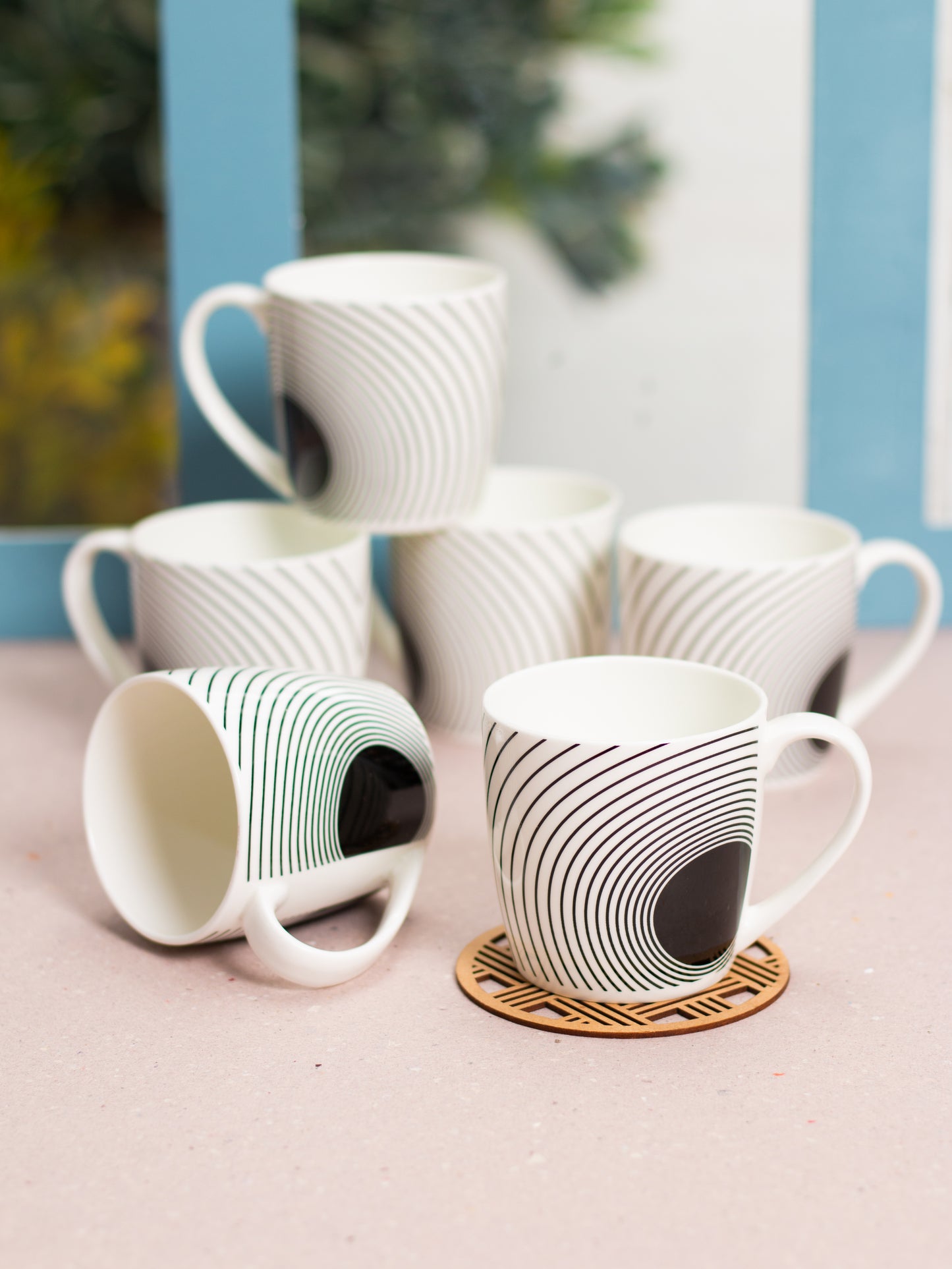 JCPL Alton Hilton Black Coffee & Tea Mug Set of 6 (333)