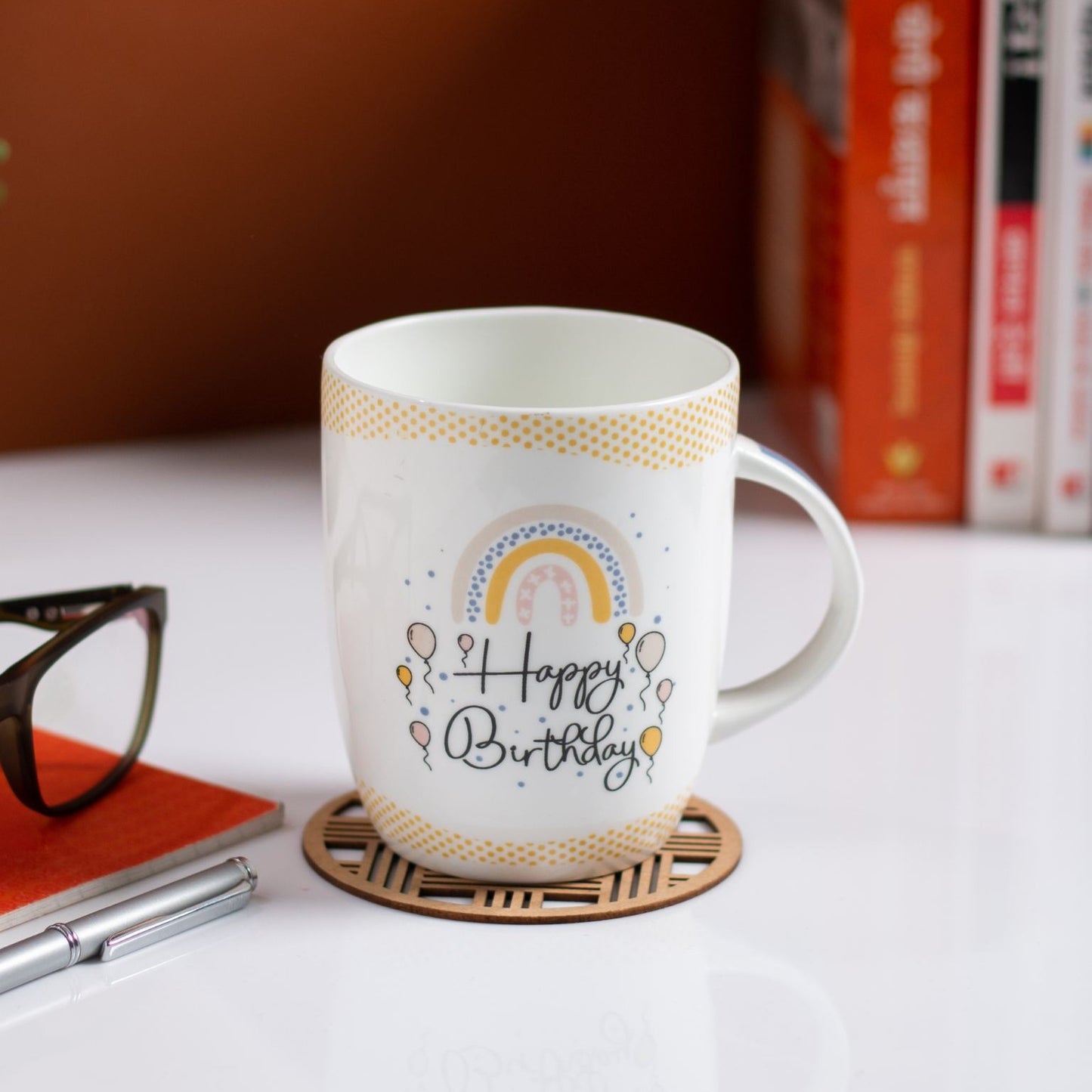 JCPL Orchid Happy Birthday Greetings Coffee/ Milk Mug, 1 Piece, 340ml (331)