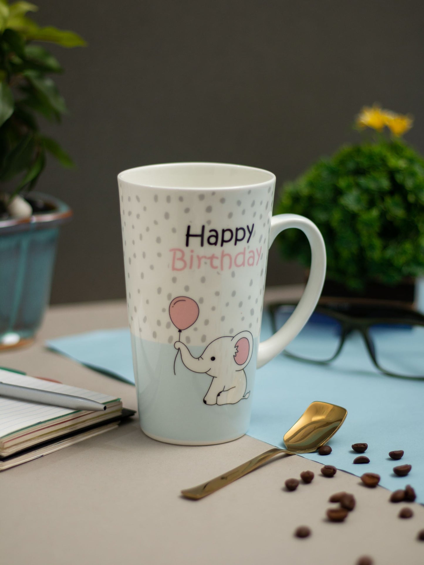 JCPL Tall Elephant/ Peacock Printed Coffee/ Milk Mug, 1 Piece, 600ml (430)