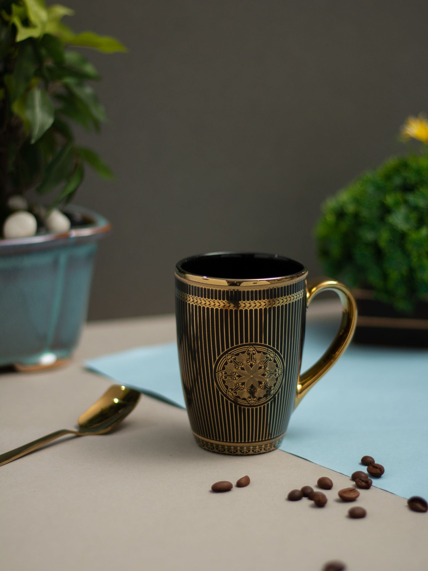 JCPL Orion Ebony Ceramic Coffee & Milk Mug, 260ml (E601)