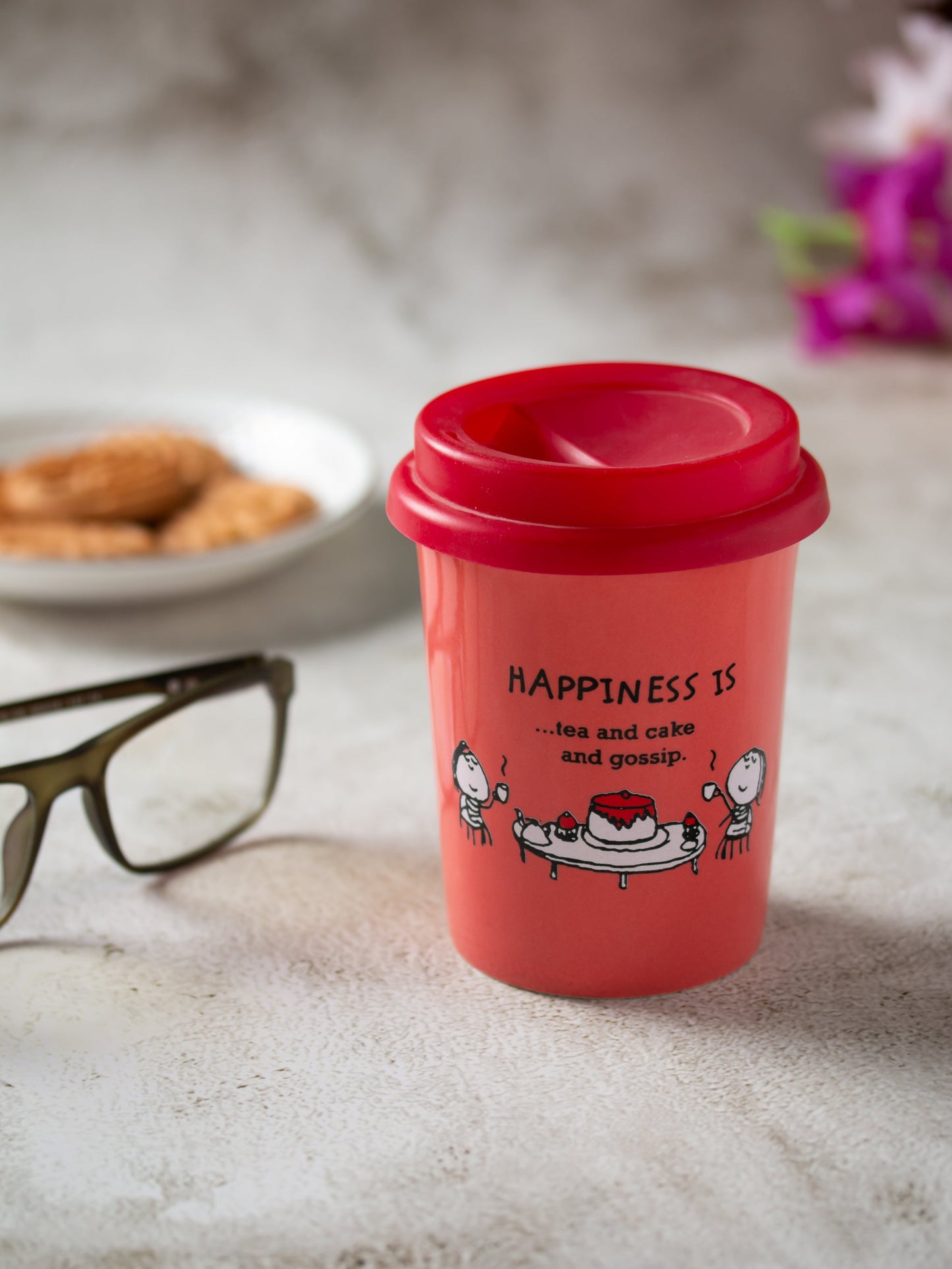 Happiness Travel Small Coffee & Milk Mug, 300 ml, 1 Piece