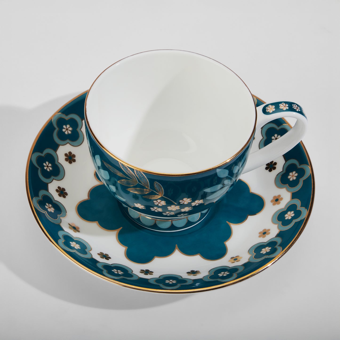 India Circus Oceanic Opulence Olive Cup Saucer Set of 12 Pcs