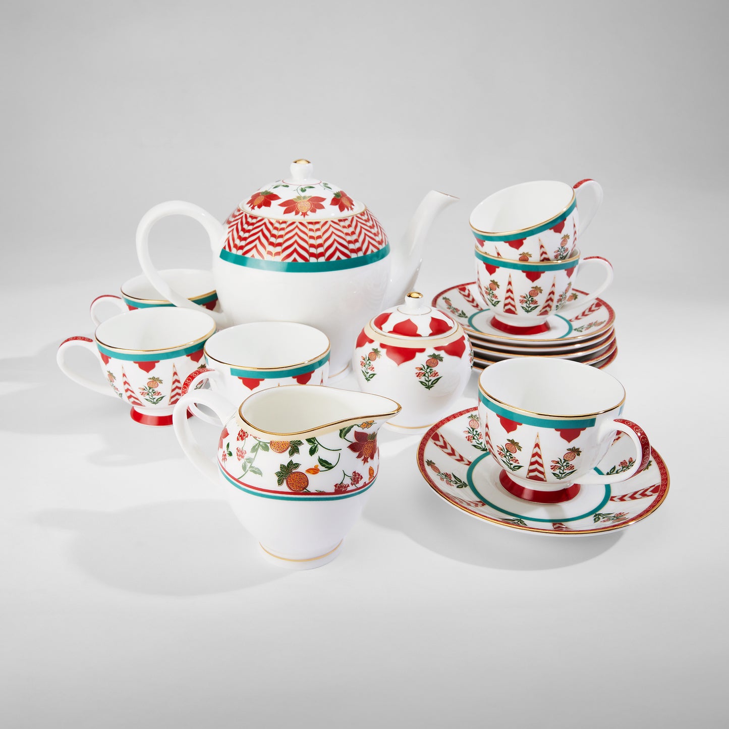 India Circus Blushed Orchard Olive Tea Set