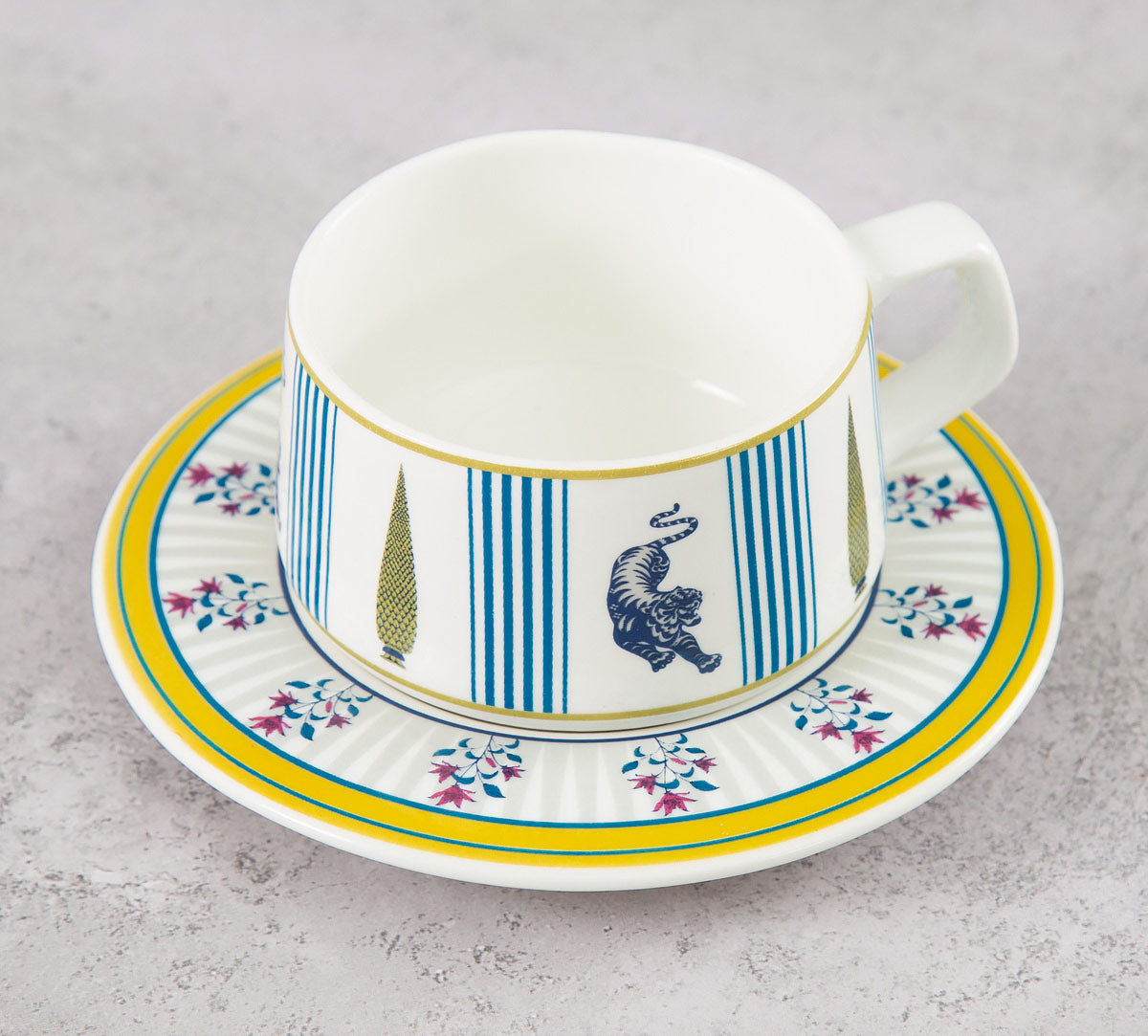 India Circus Myastical Gardens Cup & Saucer Set of 12 (6 Cups + 6 Saucer)