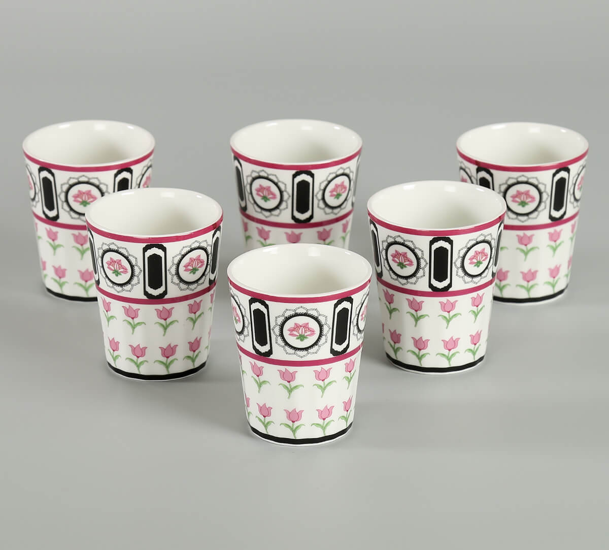 India Circus Appliqued Harmony Tea Cup/ Chai Glass/ Cutting Chai Tumblers 140ml (Set of 6)