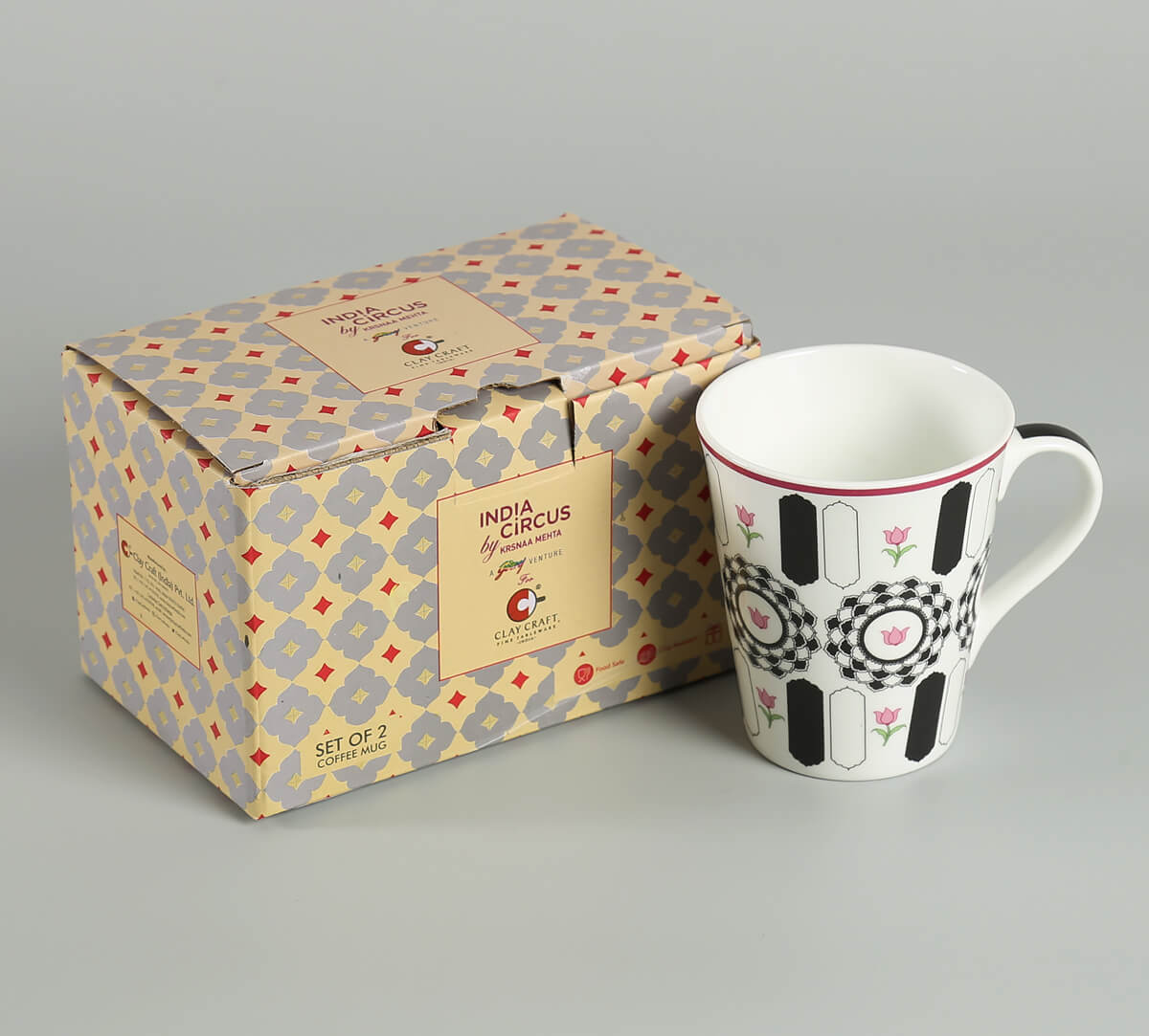India Circus Appliqued Harmony Zing Milk Mugs 340ml Set of 2
