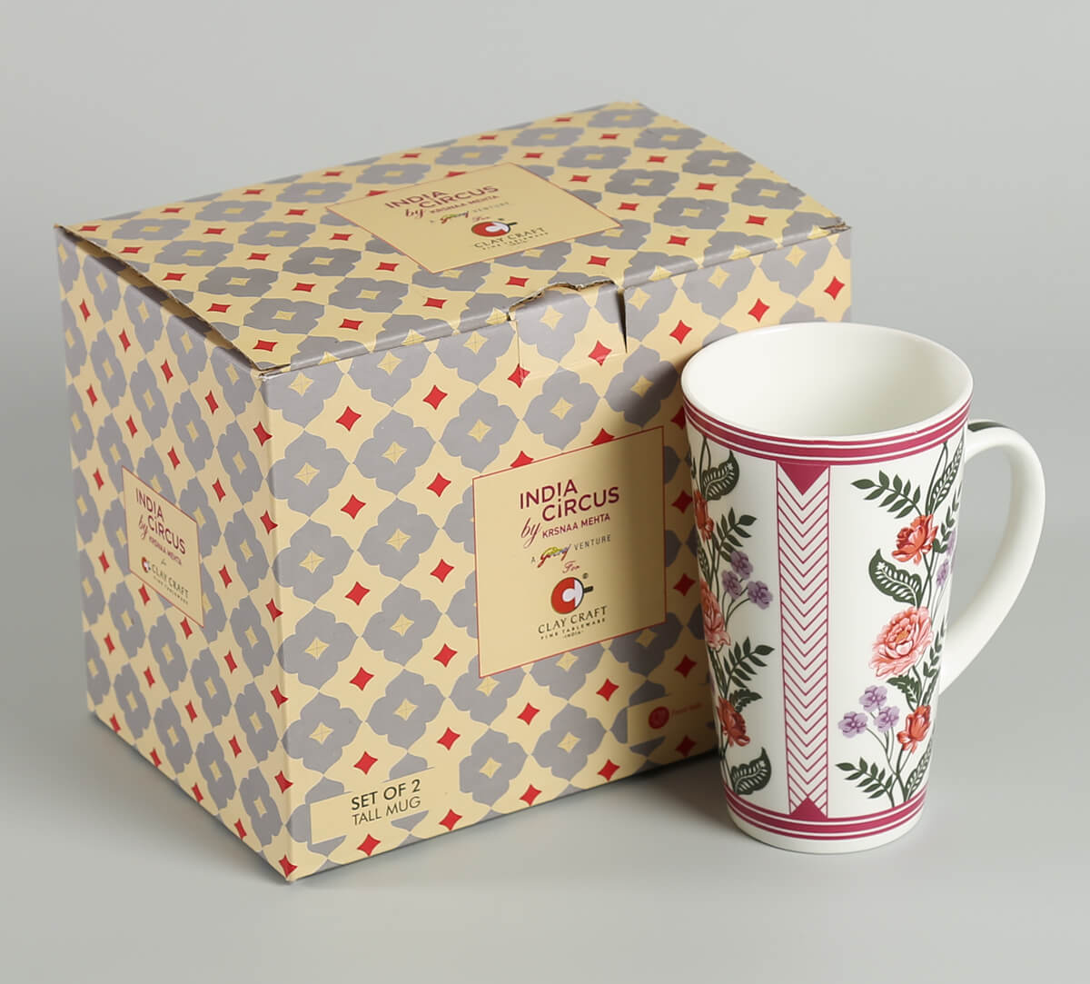 India Circus Verdure Mystery Conical Tall Milk/ Coffee Mugs 600ml Set of 2