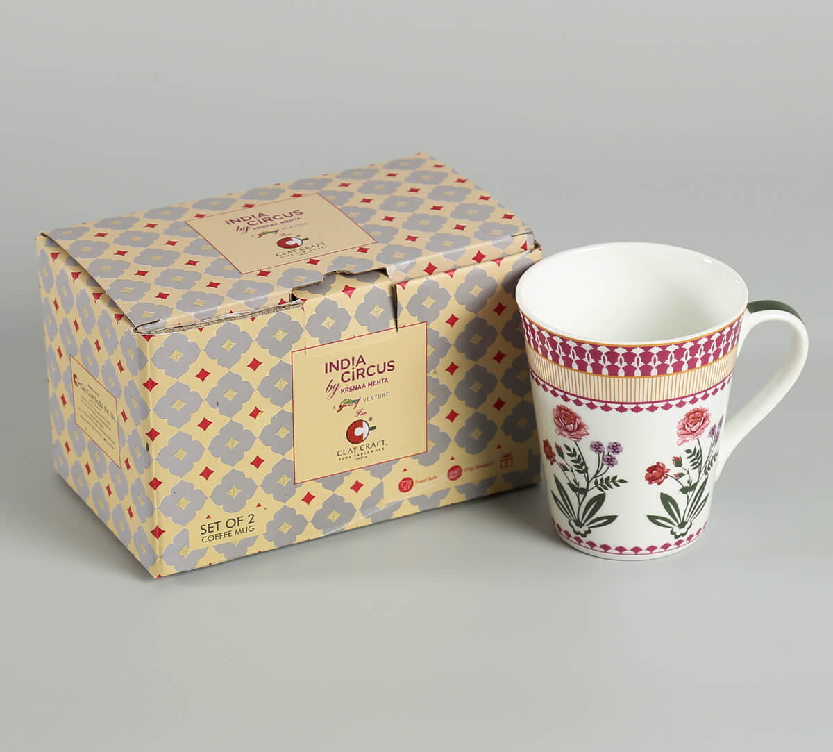 India Circus Floral Fountain Zing Milk Mugs 340ml Set of 2