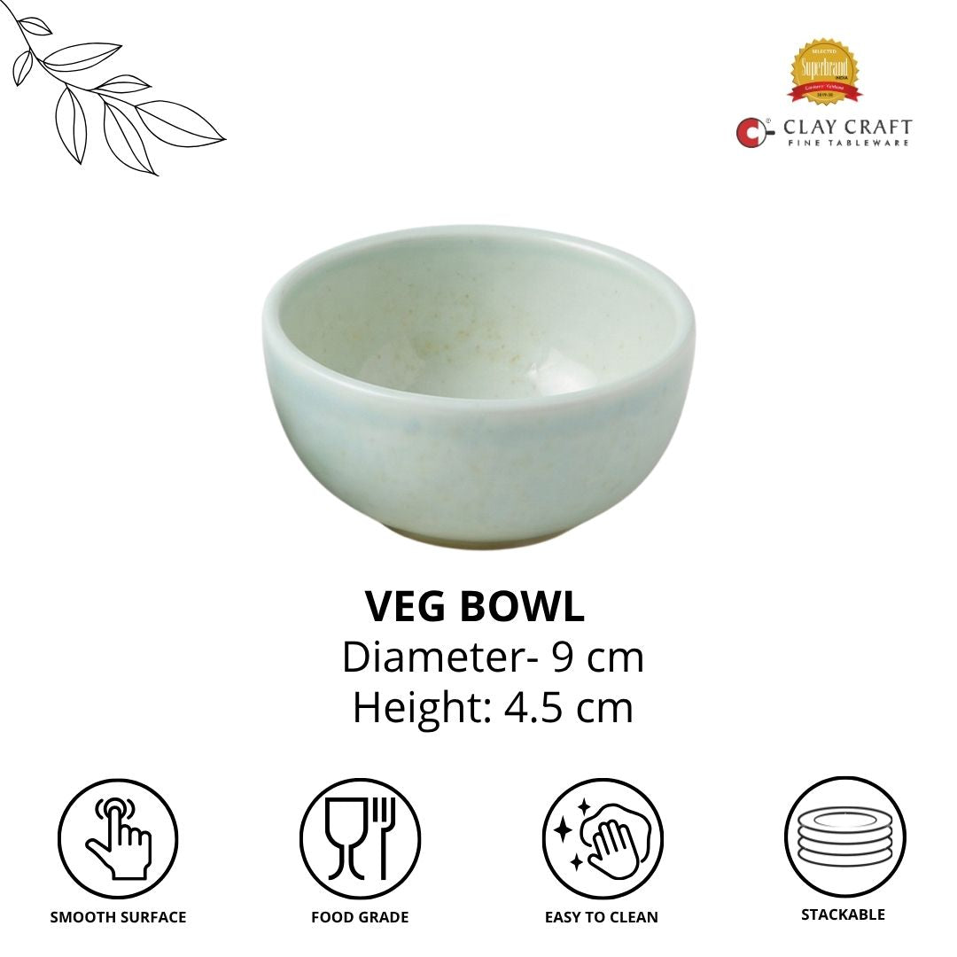 JCPL Fine Porcelain Medium Veg Bowl for Family of 6 | Forest Green Solid | Glossy Finish Home, Office & Gifting (6 Pieces)