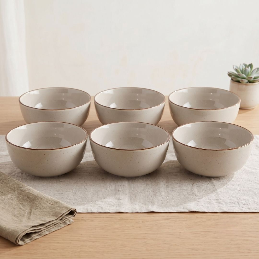 JCPL Fine Porcelain Serving Bowl (600 ml) for Family of 2 Smoke Solid Glossy Finish 300ml, (2 Pieces)