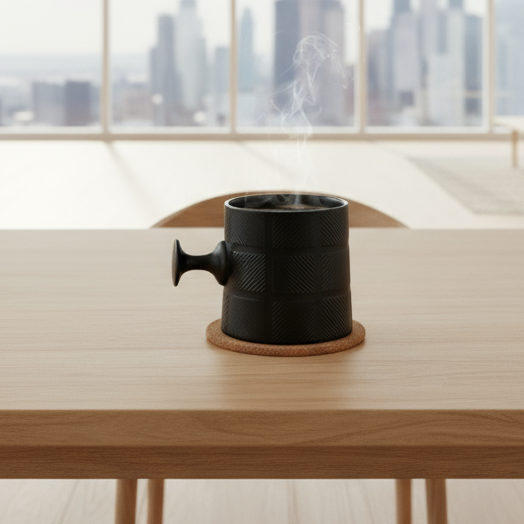 JCPL Bold Checkmate Milk & Coffee Mugs, 1 Pcs, Black