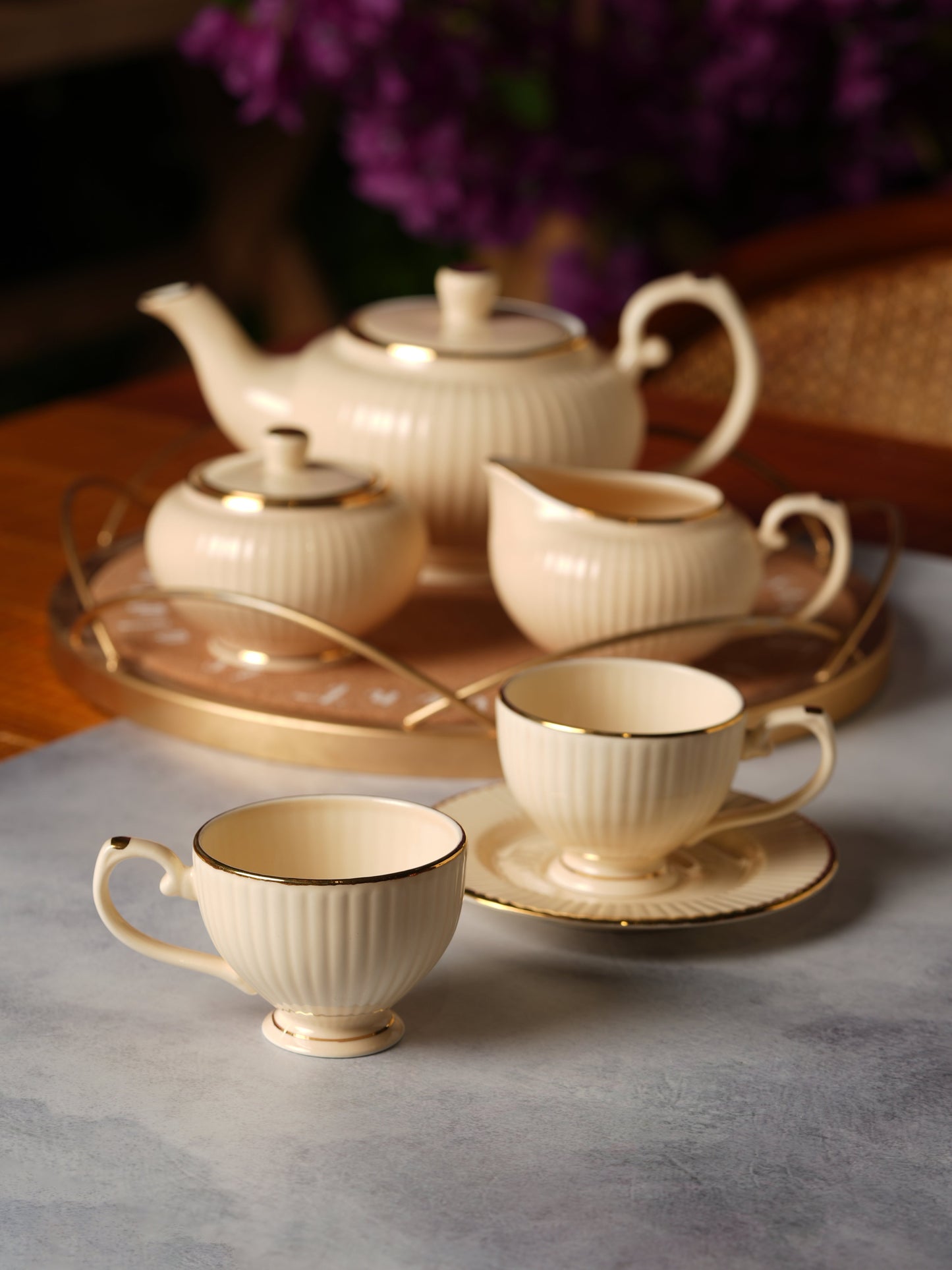 Clay Craft Julie Impression Luxurious 1401 IVORY Tea Set of 15