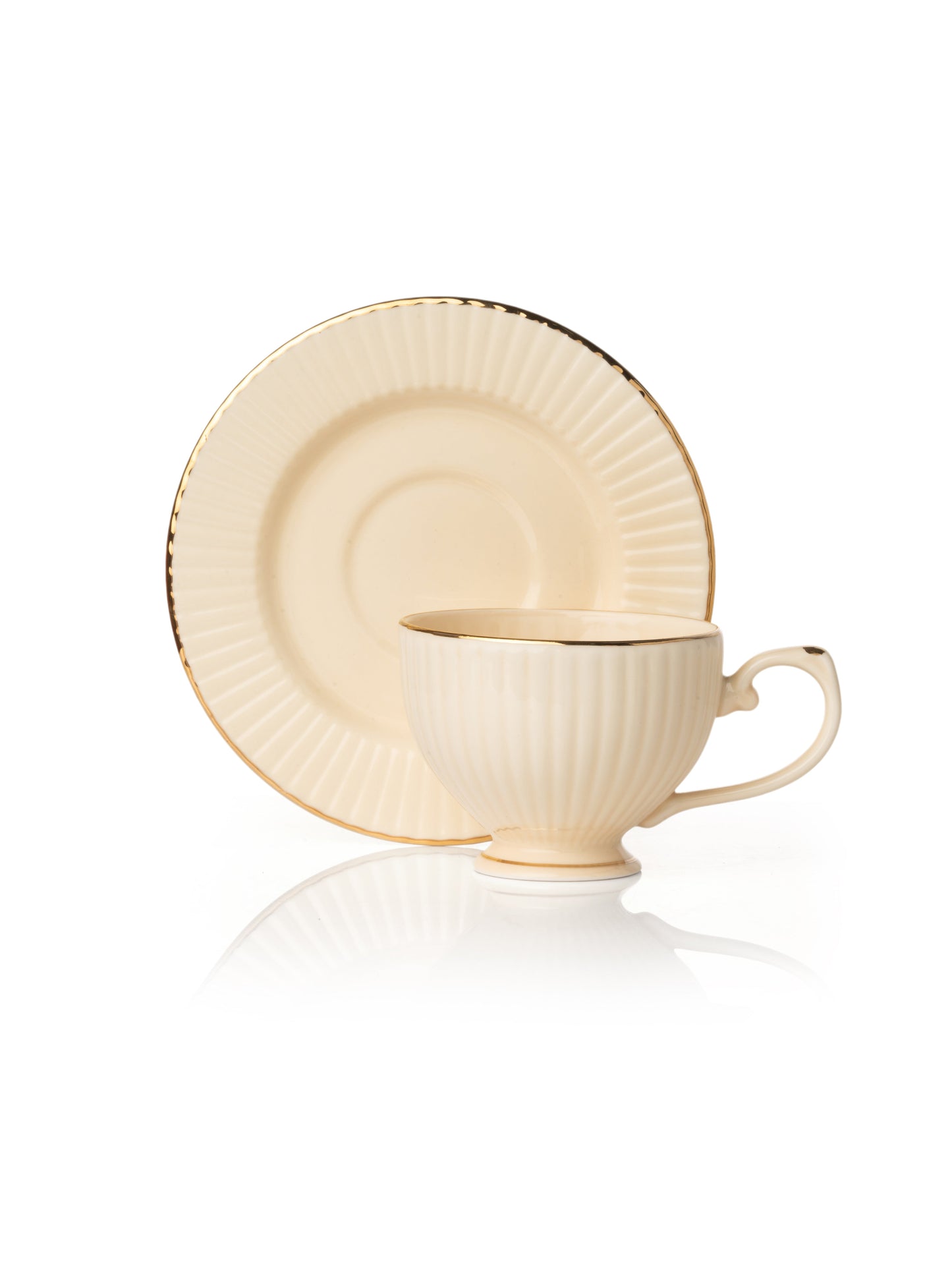 Julie Impression 1401 Elegant Cup & Saucer, Set of 12 (6 Cups + 6 Saucers) (IVORY)