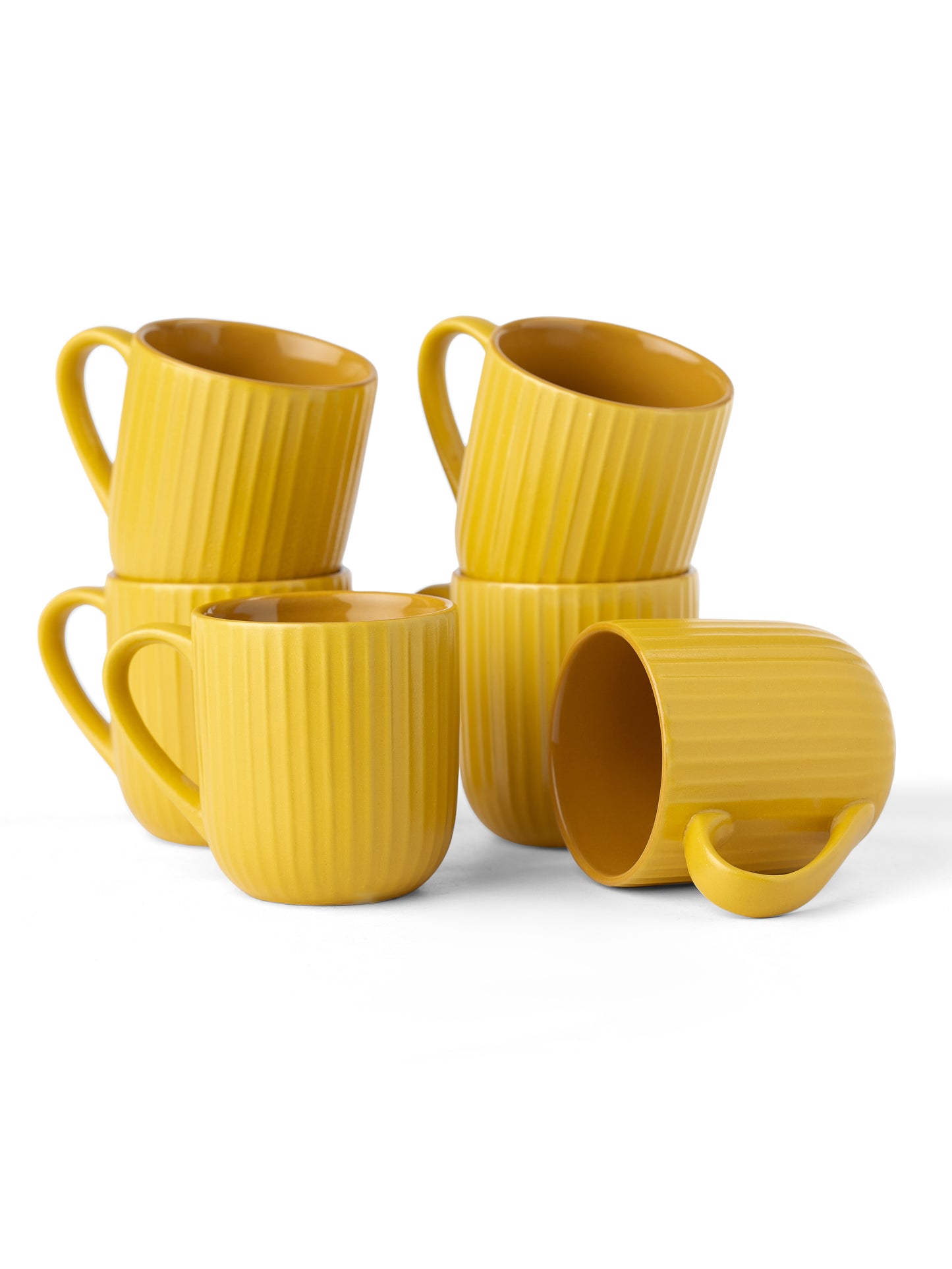 Linea Pebble Mustard Coffee & Tea Mugs Set of 6, 250 ml