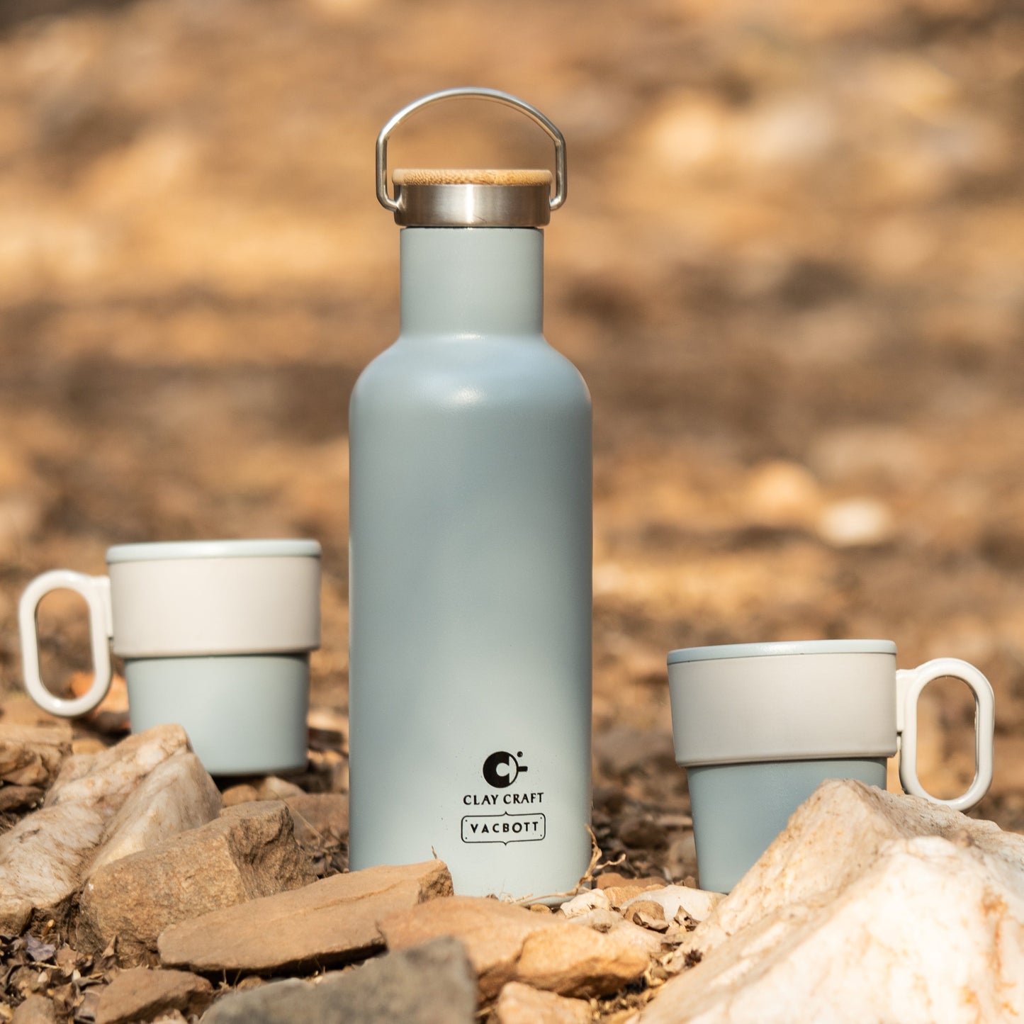 Vacbott Hiker Combo Set Double Walled 24 Hours Hot and Cold Water Bottle, BIS Certified, 700ml, with Single Walled Victor Mug (2 Pcs)