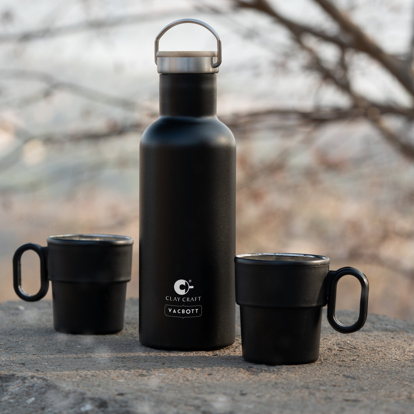 Vacbott Hiker Combo Set Double Walled 24 Hours Hot and Cold Water Bottle, BIS Certified, 700ml, with Single Walled Victor Mug (2 Pcs)