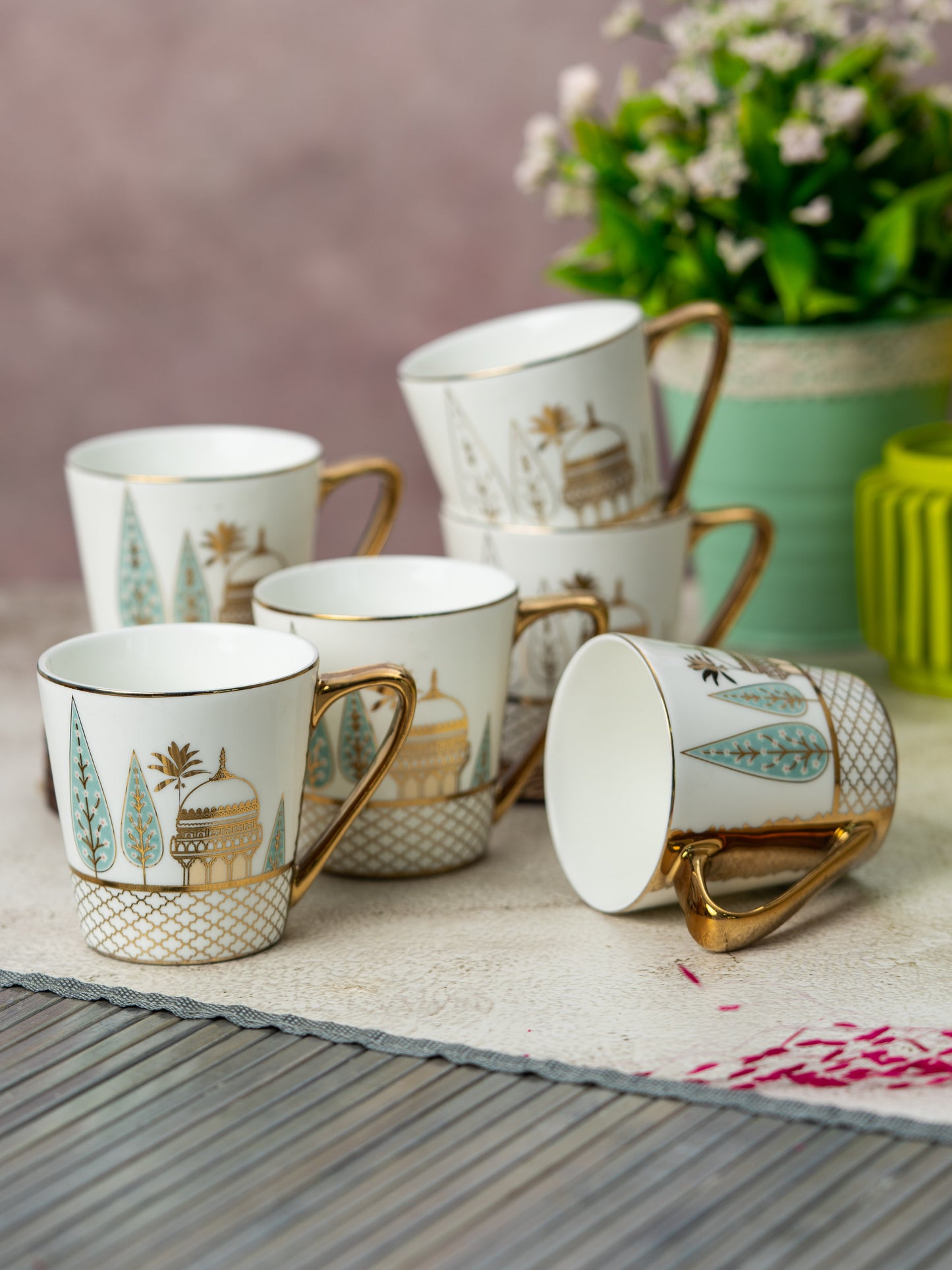 Clay Craft Ruggedly Refined Rock Ebony Coffee Mugs Set of 6, 160 ml (E609)