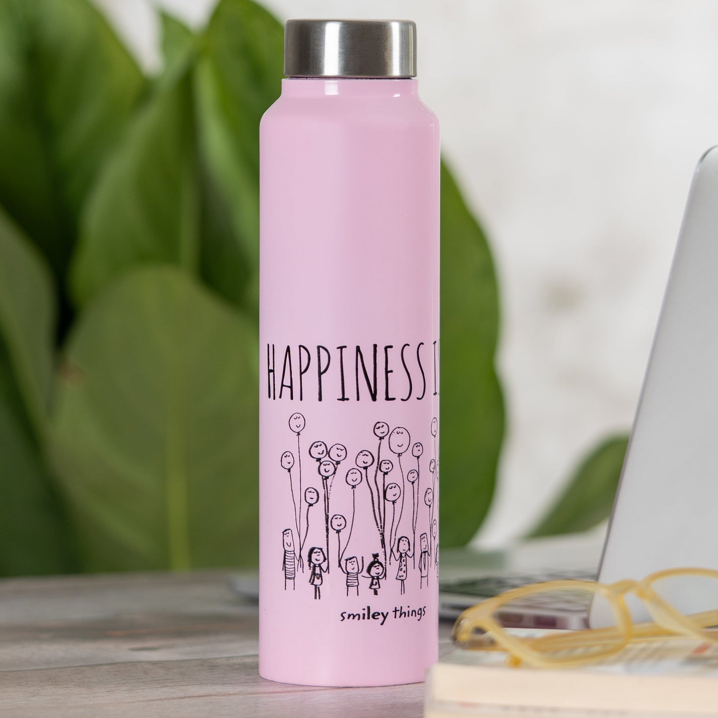 Vacbott Happiness is... Single Walled Non Insulated Water Bottle