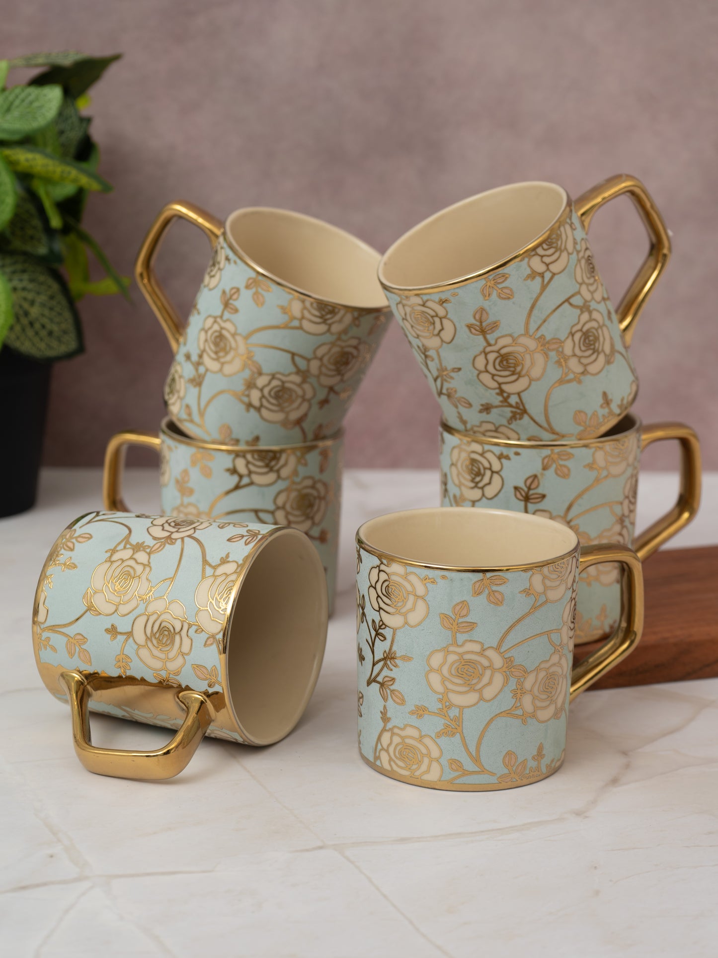 Director Ebony Ceramic Coffee & Tea Mugs, 200ml, Set of 6 (PBE602)