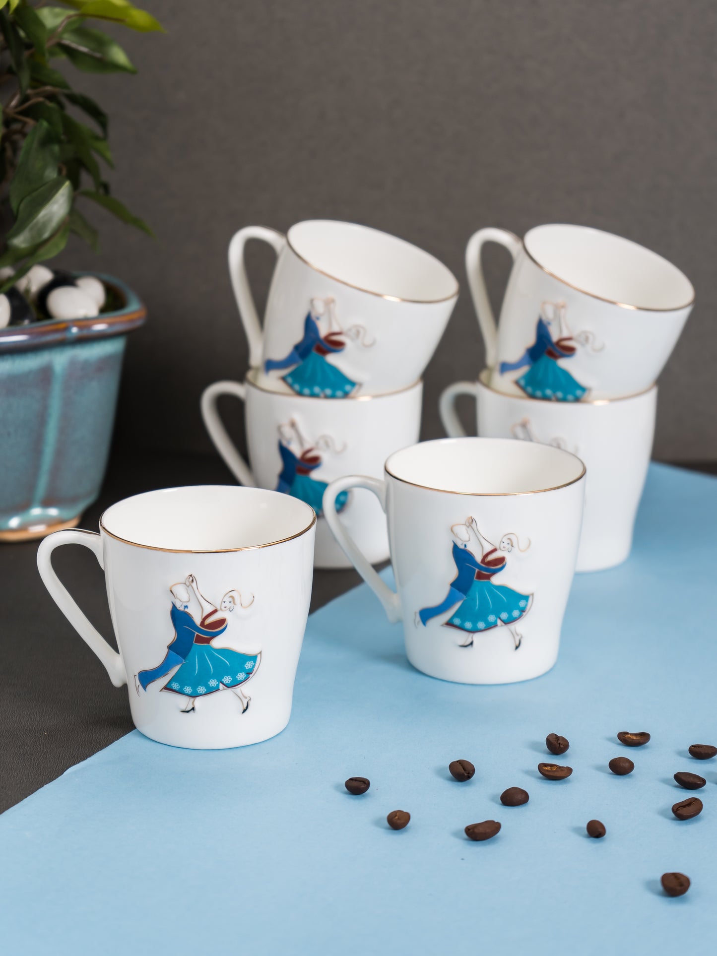 Swirl Coffee & Tea Mugs, 175ml, Set of 6 (385)