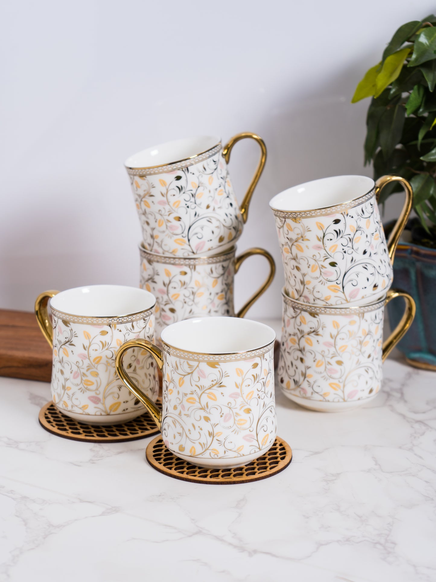 JCPL Sherry Ebony Coffee & Tea Mug Set of 6 (E602)