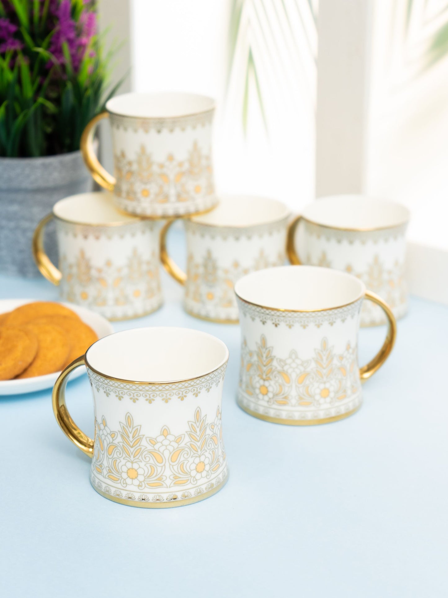 Diamond Ebony Coffee & Tea Mugs, 170ml, Set of 6 (E674)