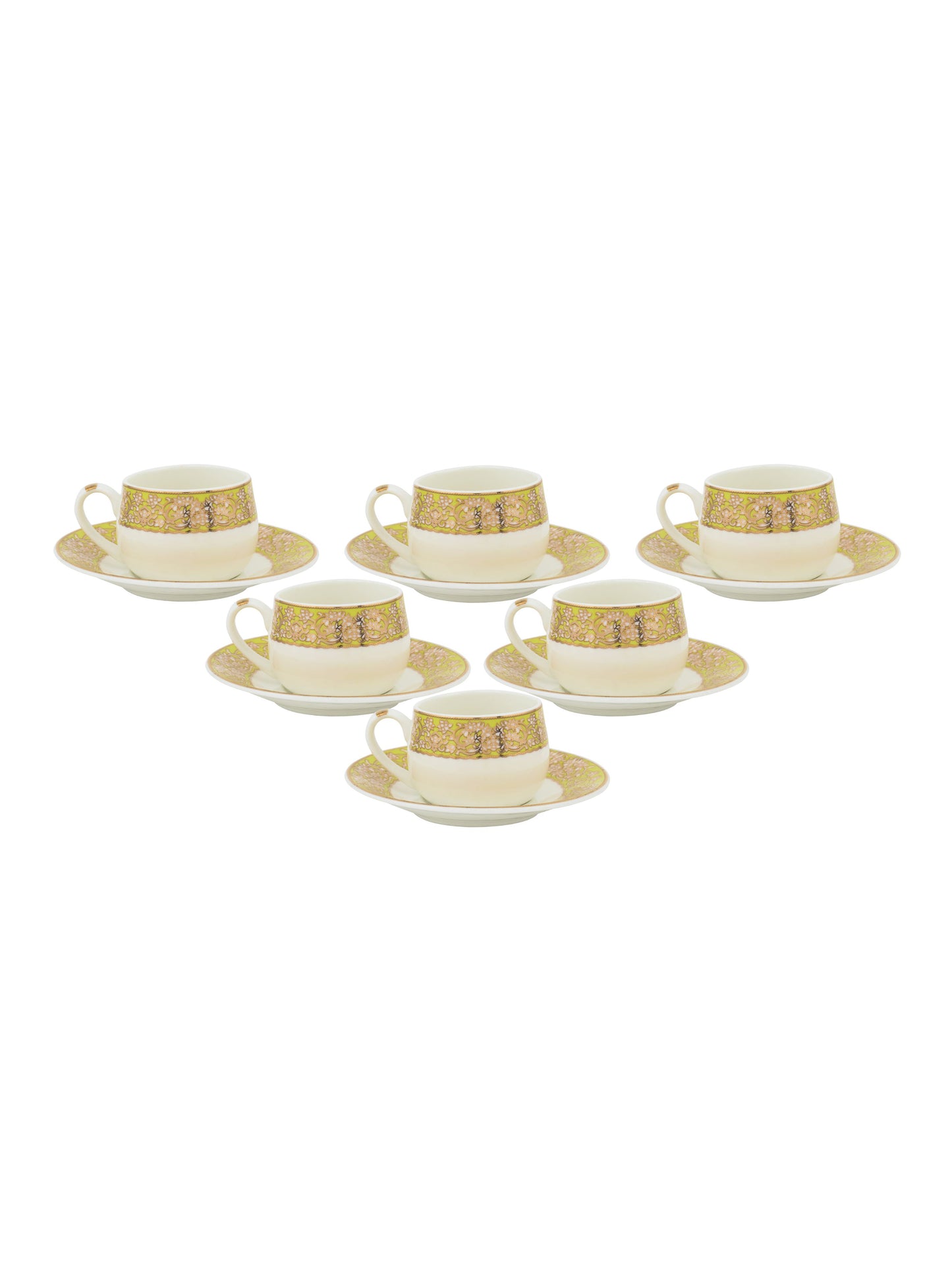 JCPL Coral Aroma Cup & Saucer, 145ml, Set of 12 (6 Cups + 6 Saucers) (AS1)