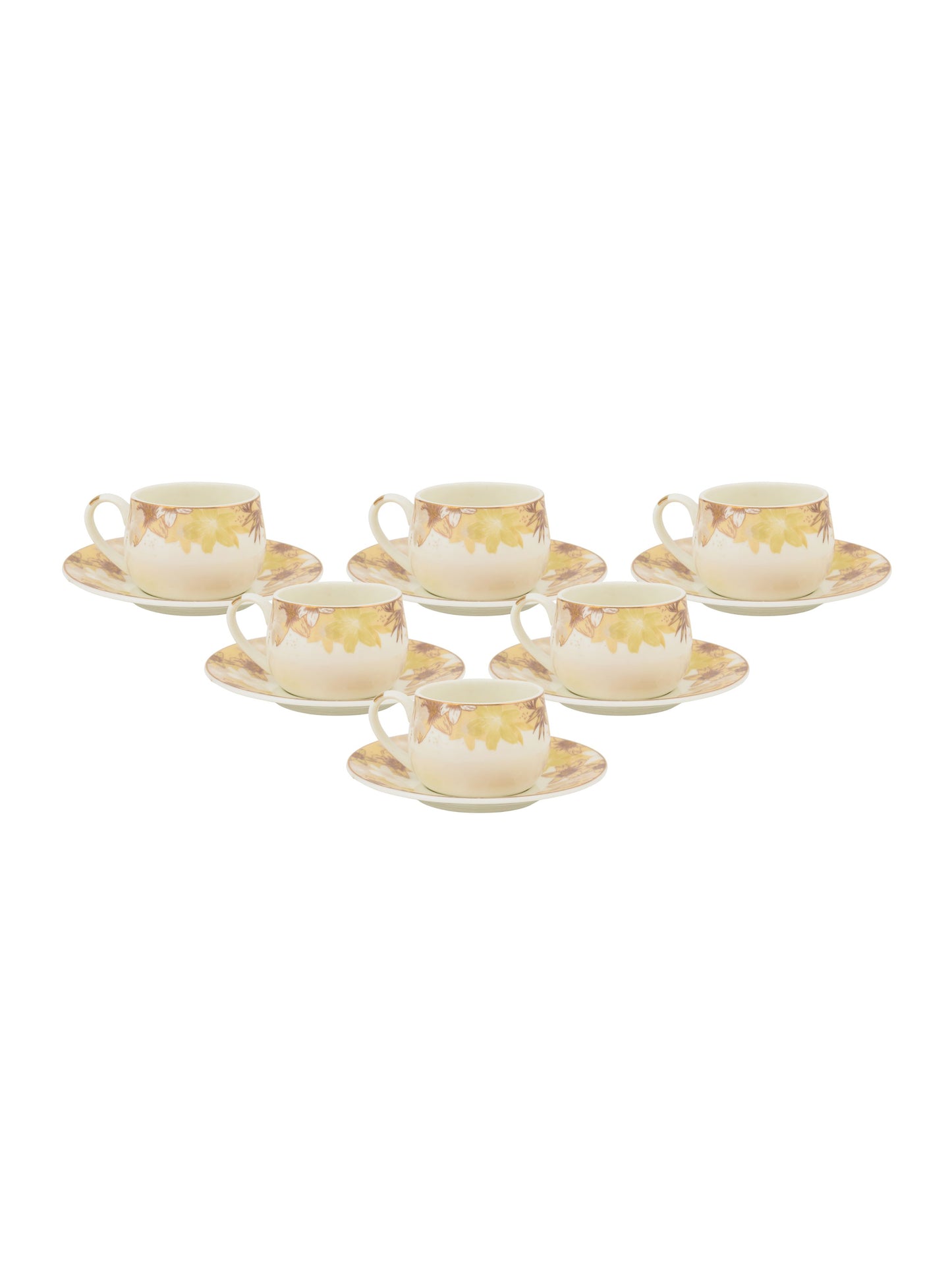 JCPL Coral Aroma Cup & Saucer, 145ml, Set of 12 (6 Cups + 6 Saucers) (AS4)