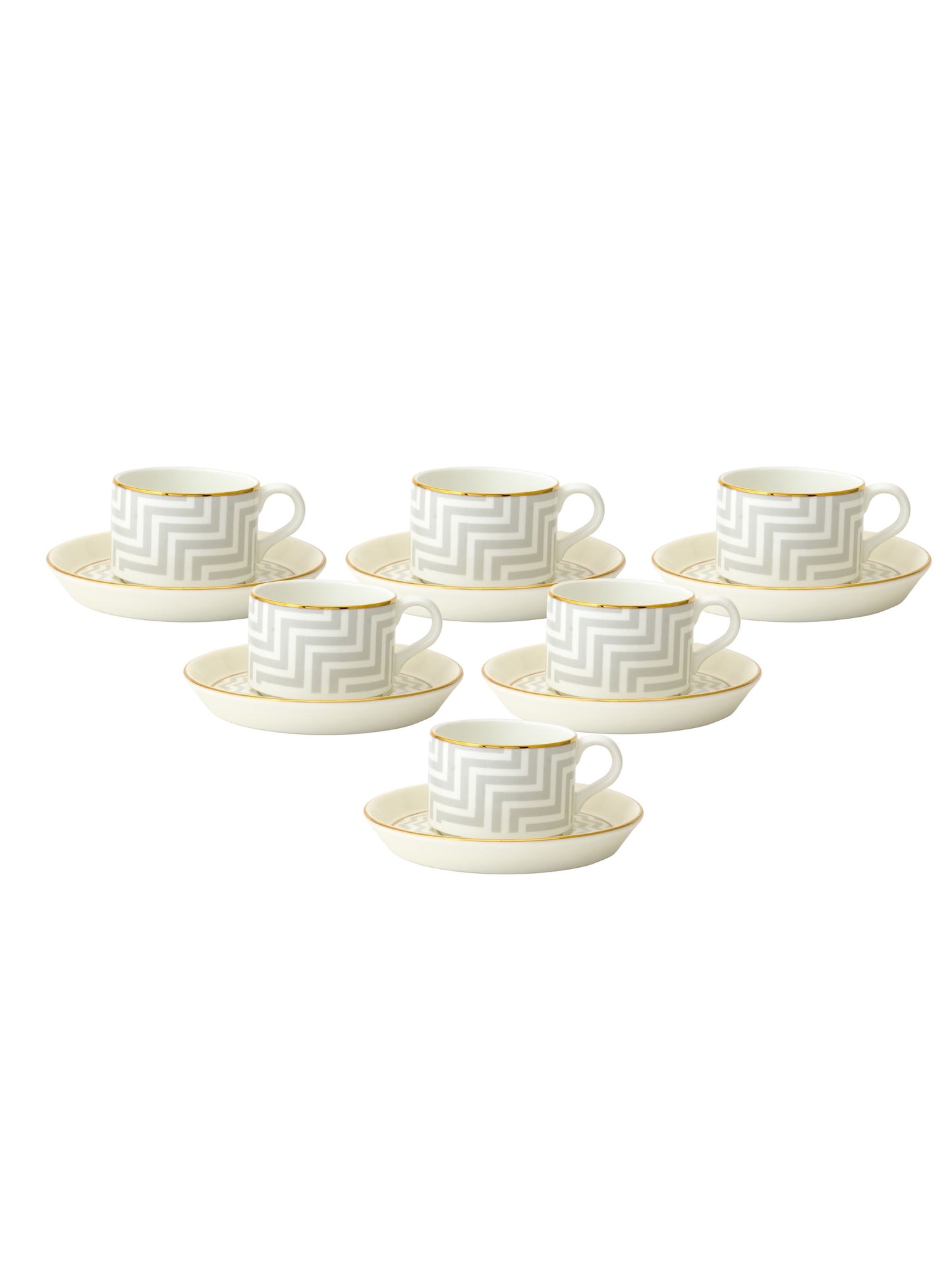 Rio Impression Cup & Saucer, 135 ml, Set of 12 (6 Cups + 6 Saucers) (1203)