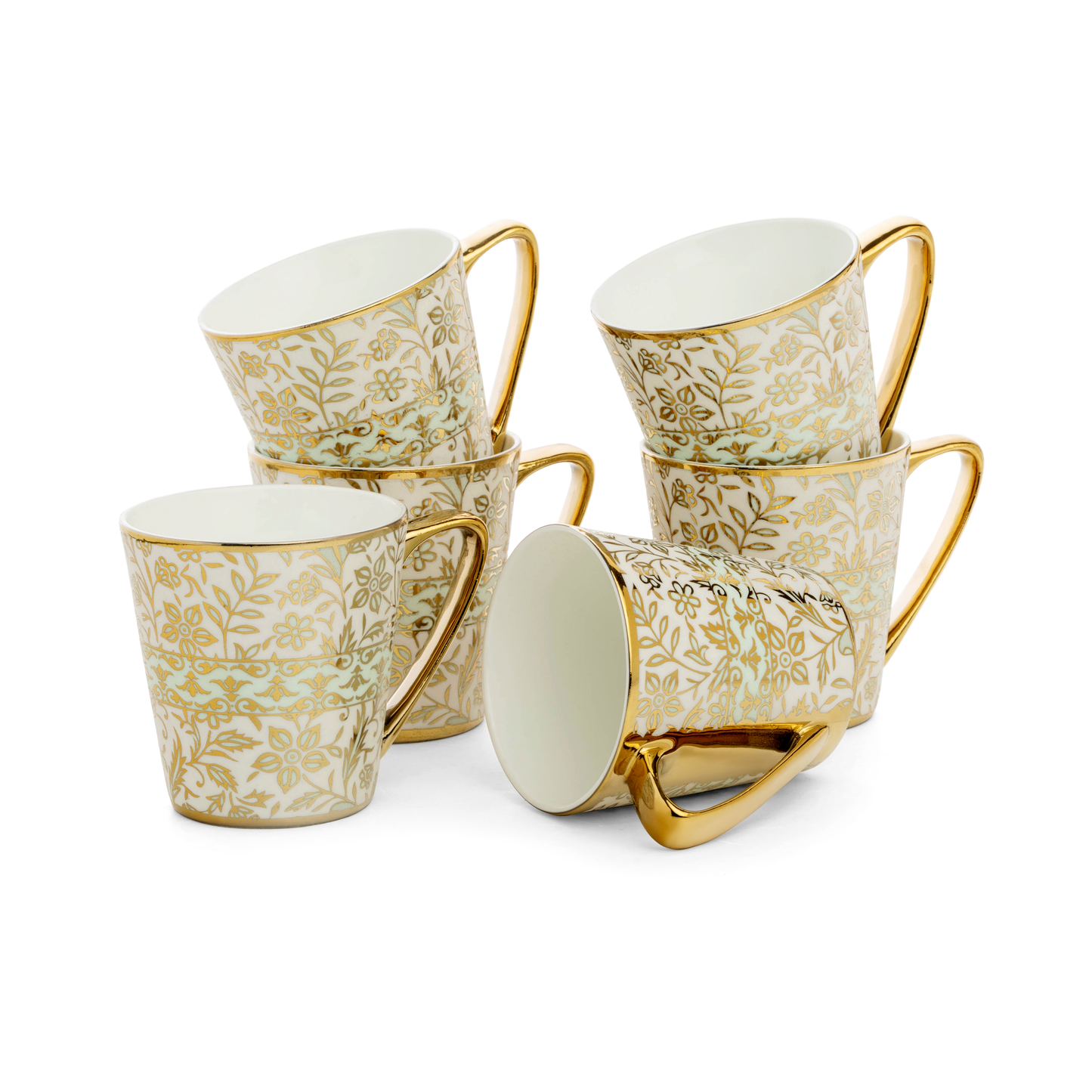 Clay Craft Rock Ebony Natural Beauty Coffee Mugs Set of 6 (E630), 160 ml