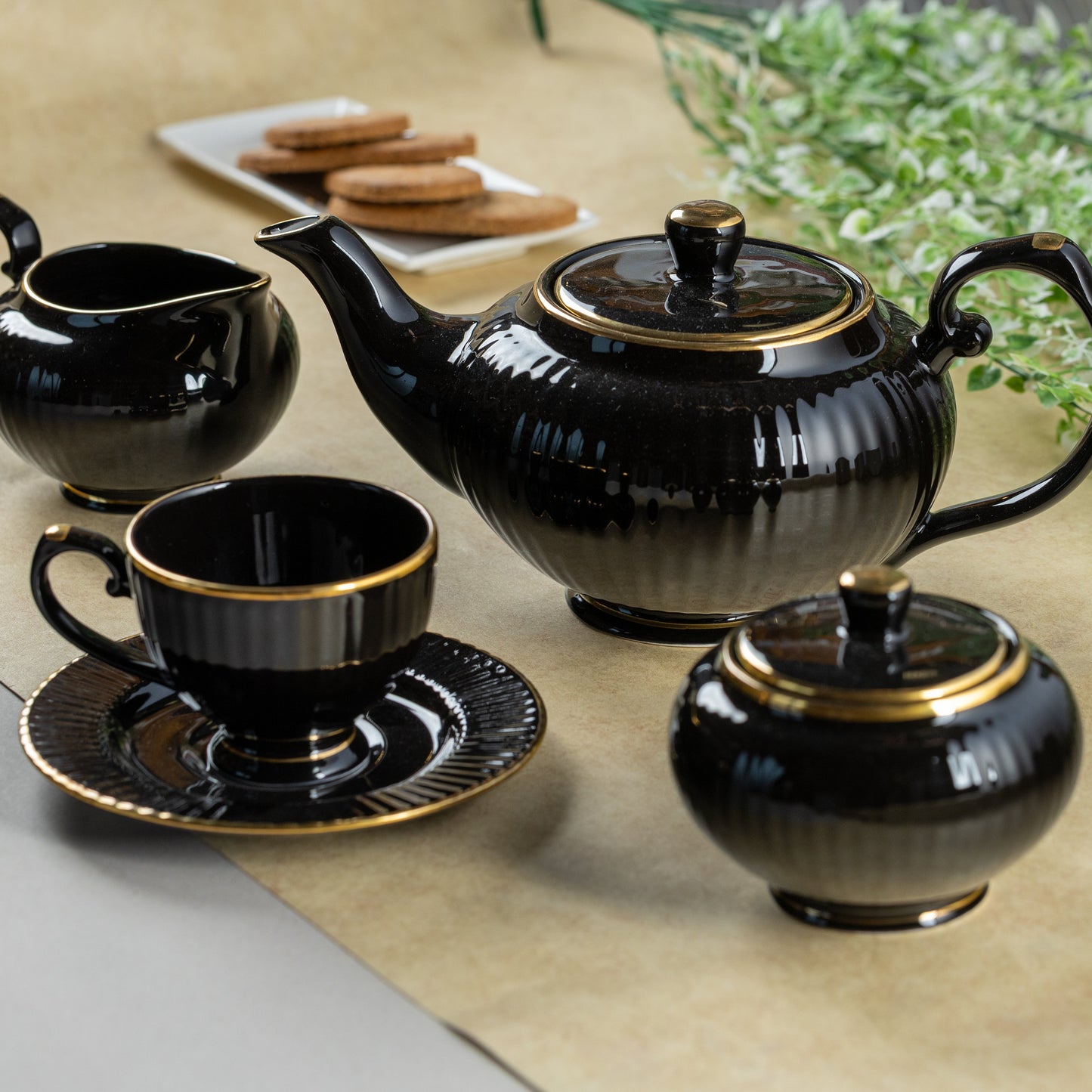 Clay Craft Julie Impression Luxurious 1401 Black Tea Set of 15