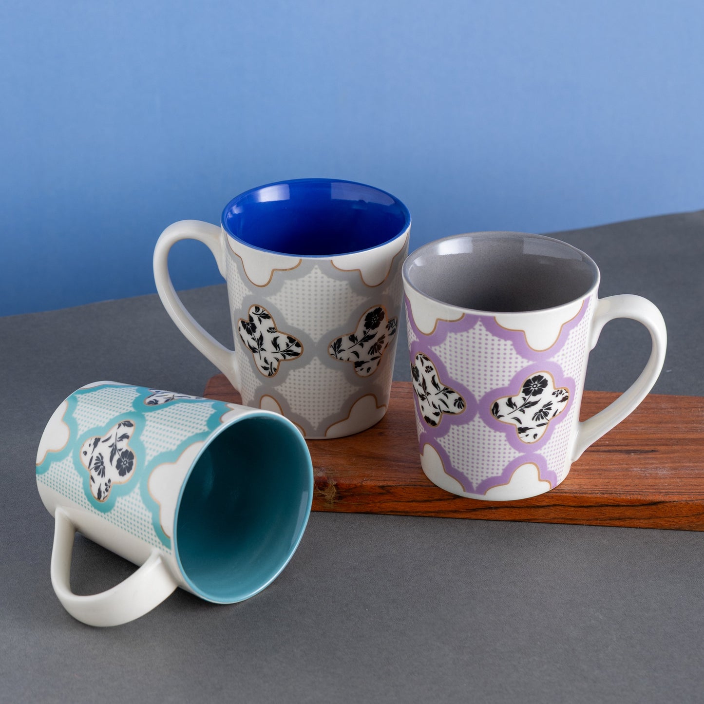 Clay Craft Lucas Pebble Teal Green Porcelain Mug Set of 2, 350 ml Perfect for Tea, Coffee & Milk