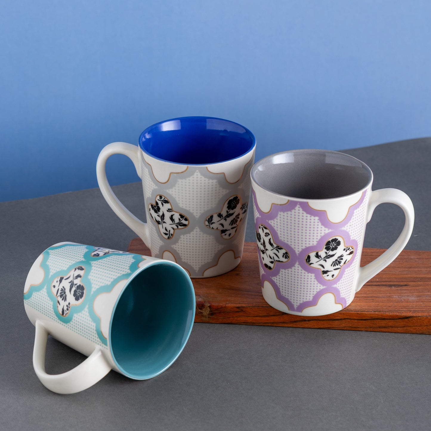 Clay Craft Lucas Pebble Grey Porcelain Mug Set of 2, 350 ml Perfect for Tea, Coffee & Milk