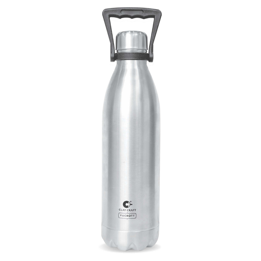 Vacbott Vaccum Bottle, Stark Double Walled 24 Hours Hot and Cold Water Bottle, BIS Certified, 1500/1800ml, Silver