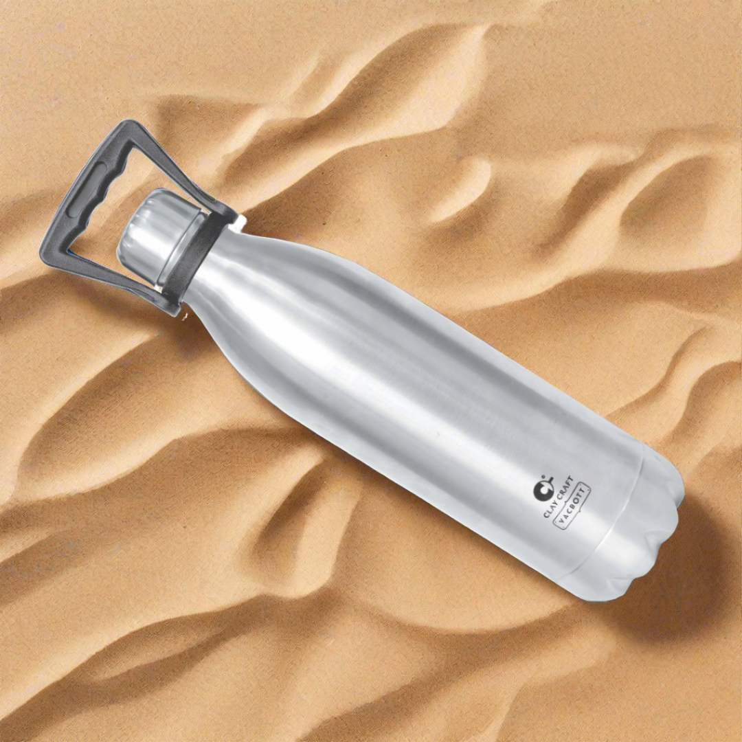 Vacbott Vaccum Bottle, Stark Double Walled 24 Hours Hot and Cold Water Bottle, BIS Certified, 1500/1800ml, Silver