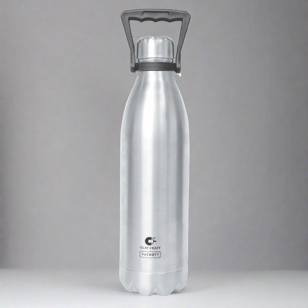 Vacbott Vaccum Bottle, Stark Double Walled 24 Hours Hot and Cold Water Bottle, BIS Certified, 1500/1800ml, Silver