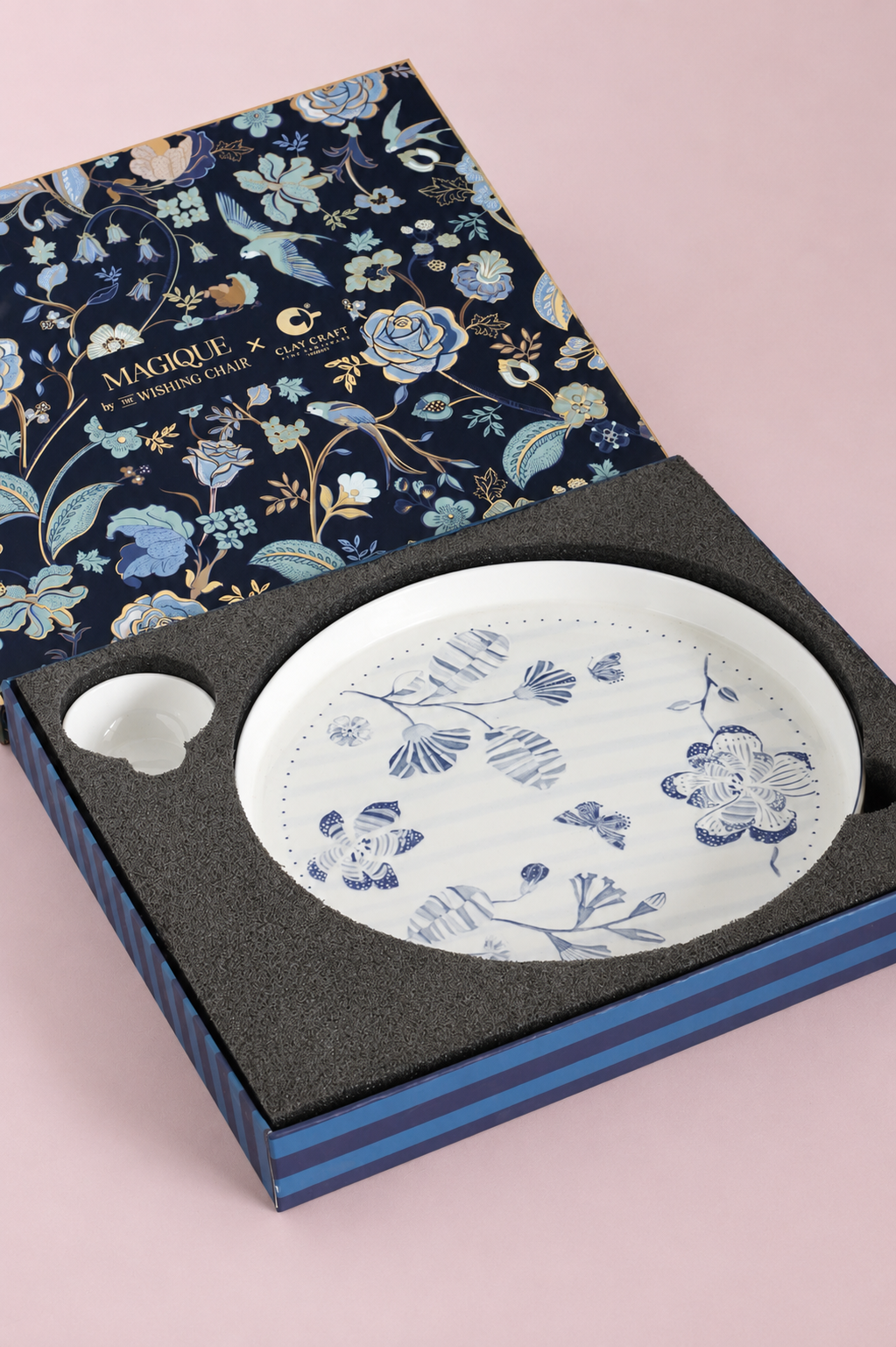 Magique By The Wishing Chair X Clay Craft, Blue Orchard Textures Koras 27 Cm Chip & Dip Serving Set