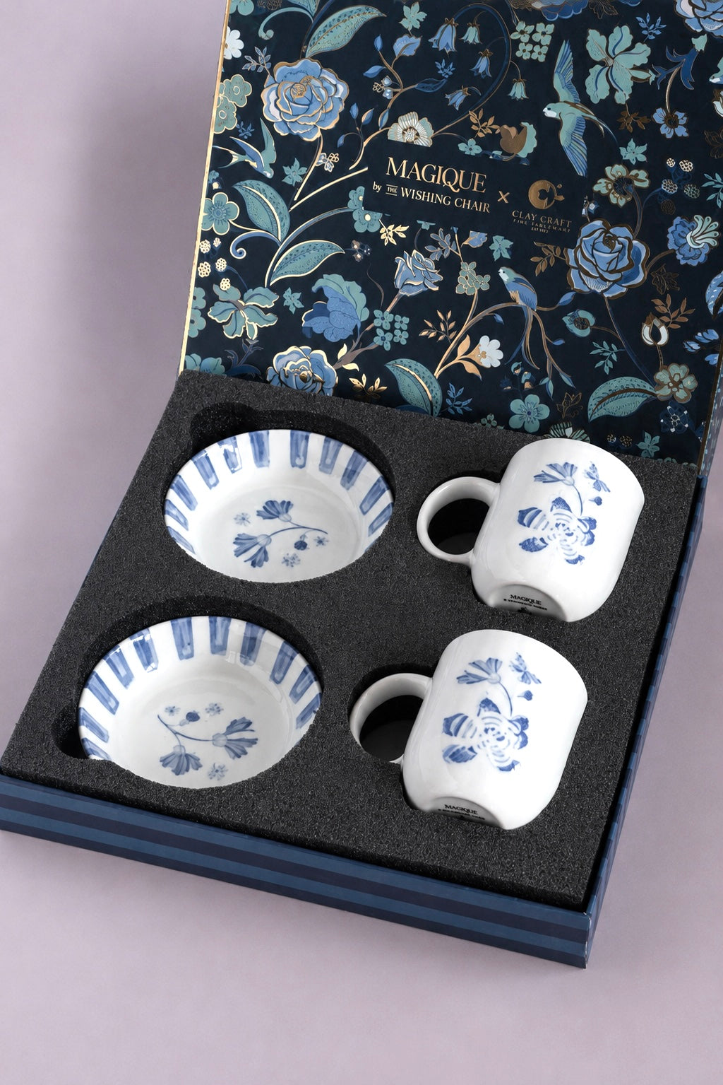 Magique By The Wishing Chair X Clay Craft, Blue Orchard Textures Mug & Bowl Set
