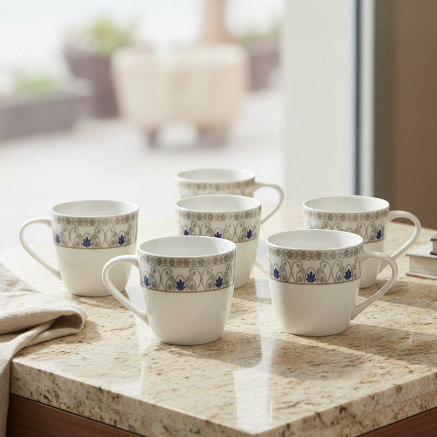 Clay Craft Nancy Super Floral Coffee & Tea Mugs, Set of 6 (S304)