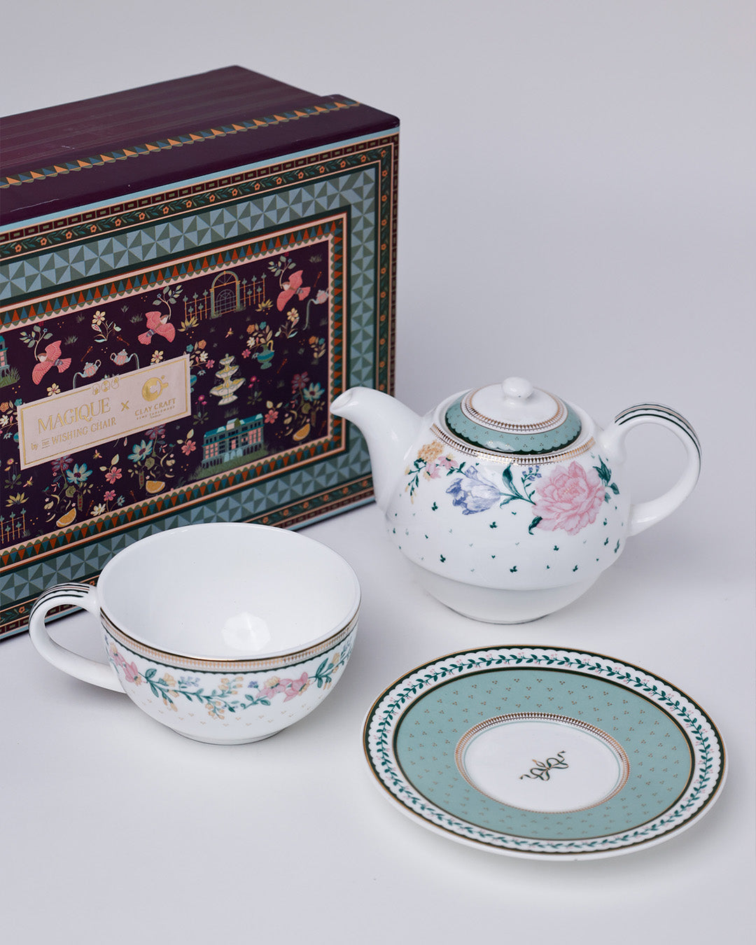 Magique by The Wishing Chair x Clay Craft, Emerald Ribbon – Tea for One Set