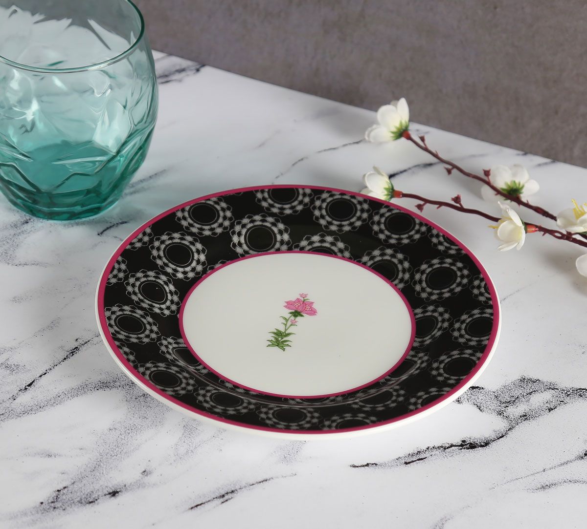 India Circus Black Garden Side Plate 7" 1 Piece