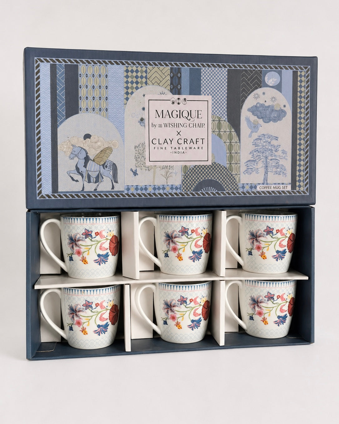 Magique x Clay Craft – French Country side Alton Coffee Mug Set of 6, 180 ml, FC468