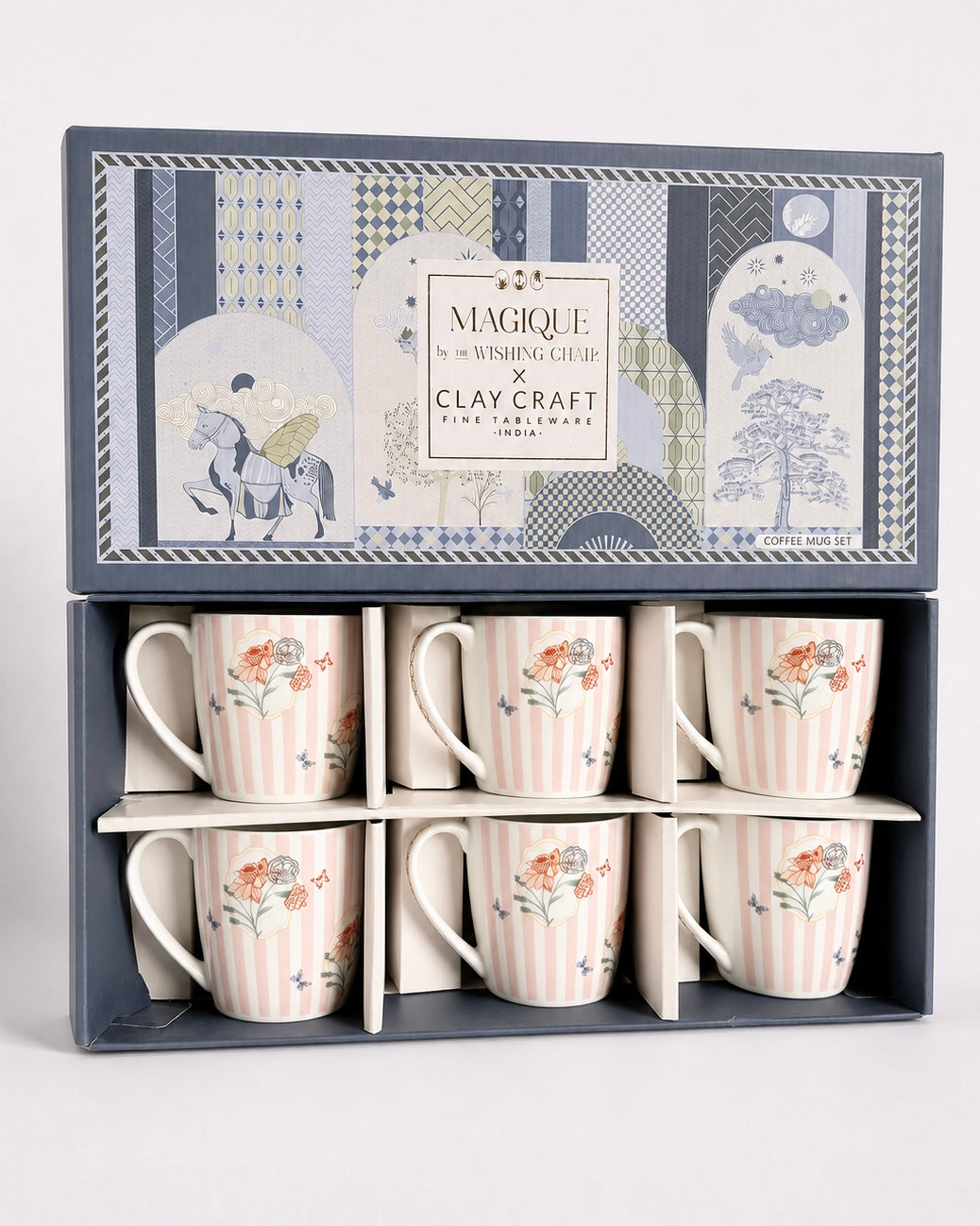 Magique x Clay Craft – Bloom Society Alton Coffee Mug Set of 6, 180 ml-(BS461)