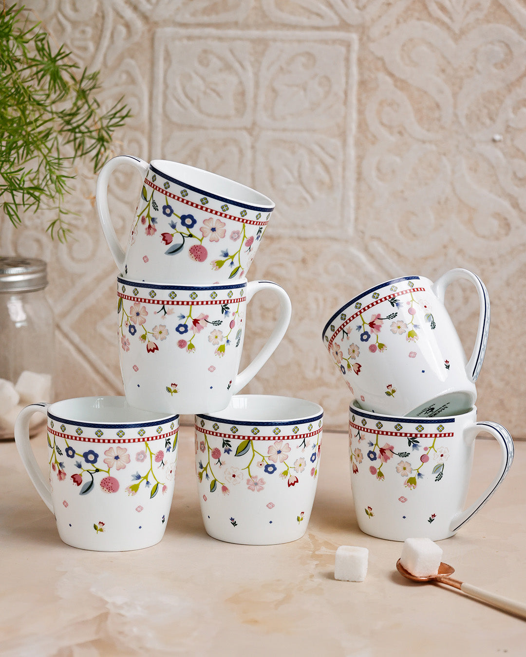 Magique x Clay Craft – Indian Summer Alton Coffee Mug Set of 6, 220ml-(T05)