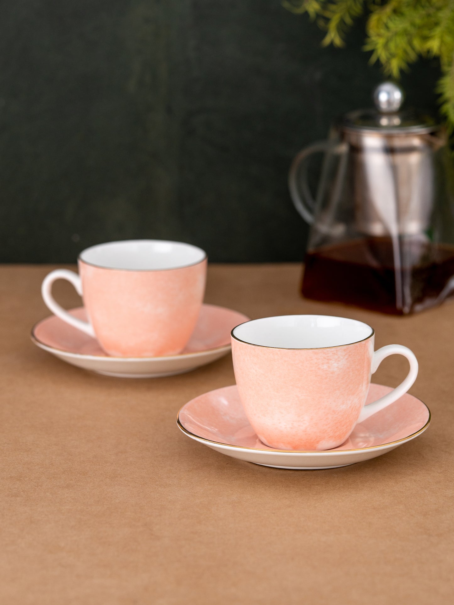 Cream Paradise Cup & Saucer, 170ml, Set of 12 (6 Cups + 6 Saucers) (P502)