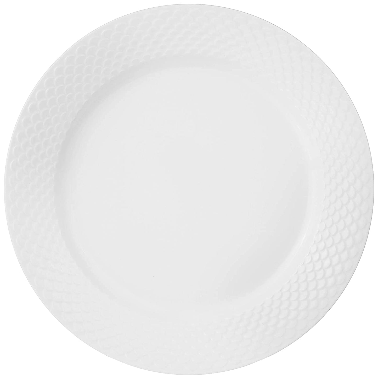 Clay Craft Basic Dinner Plate Ripple 4 Piece 10.5" Plain White